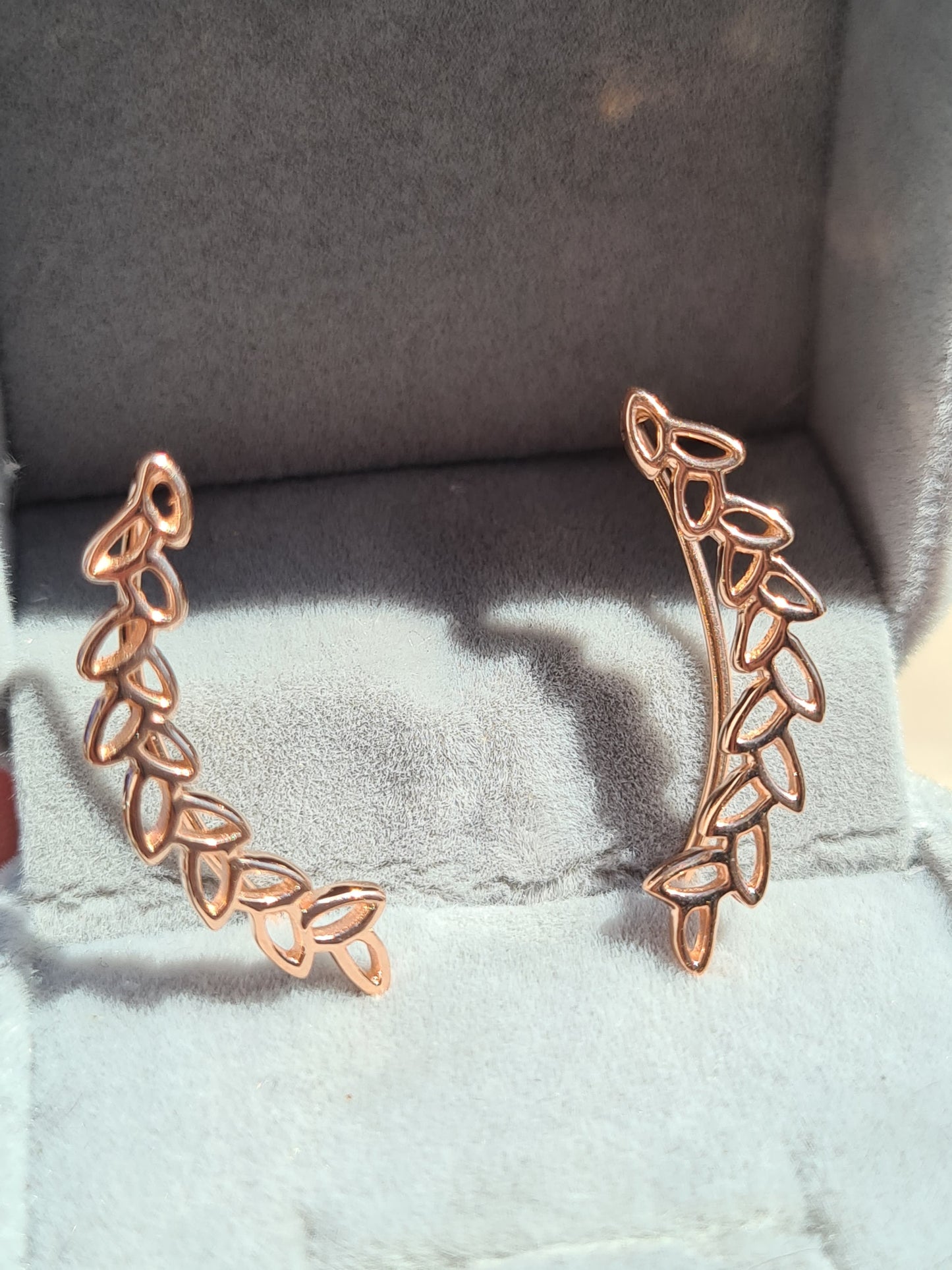 Rose Gold Overlay 925 Sterling Silver Wheat inspired Earrings