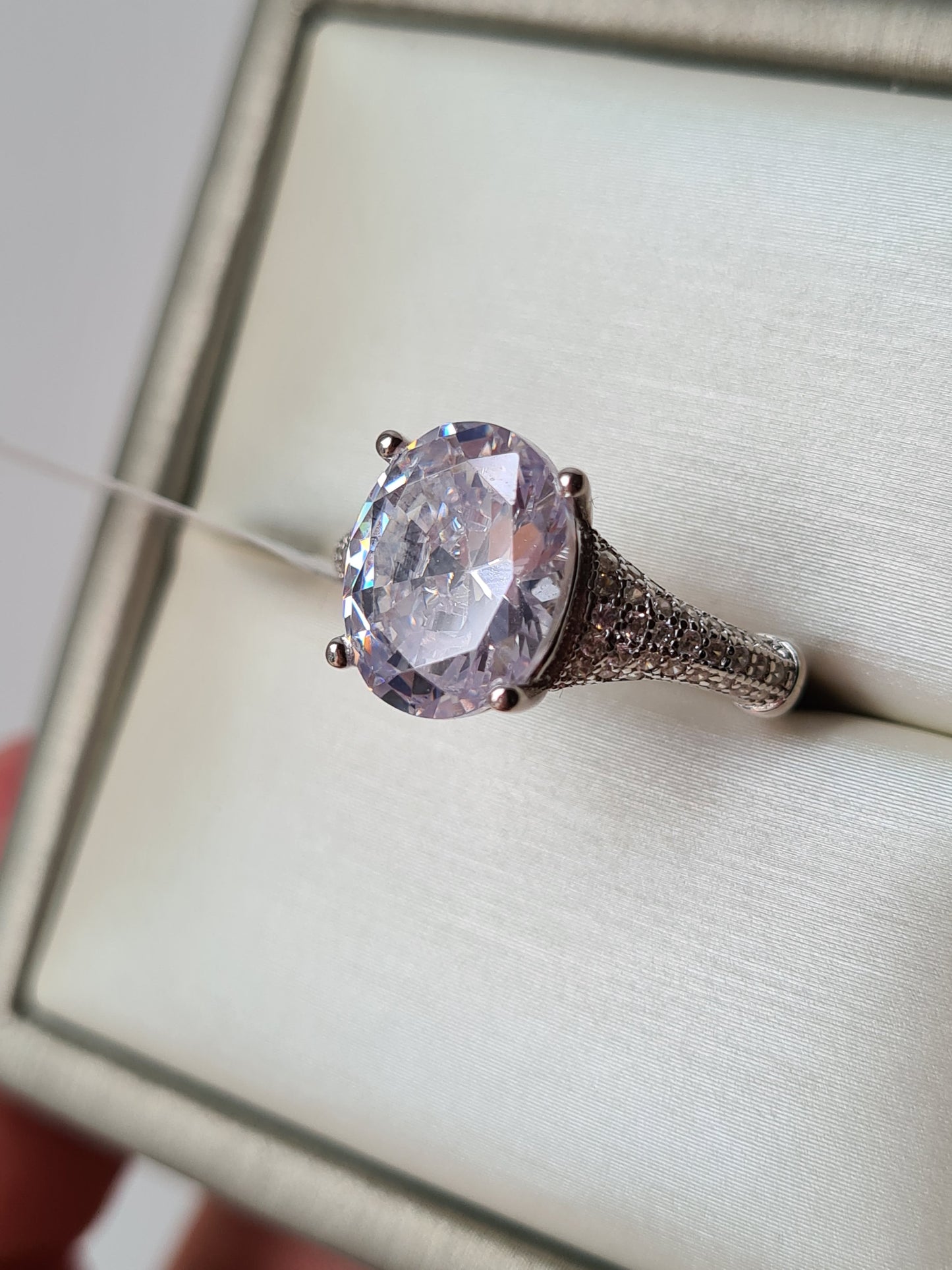 Simulated Diamond Ring 925 Sterling Silver SIZE J