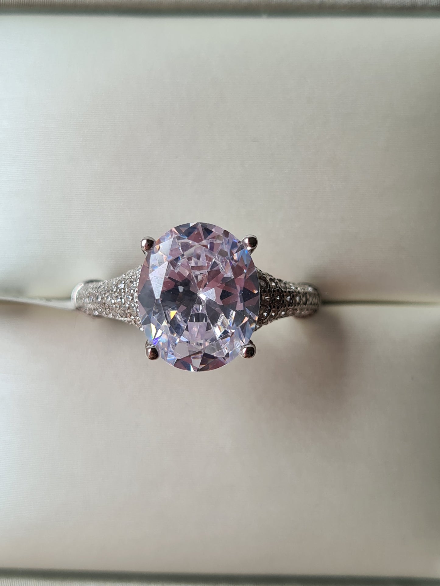 Simulated Diamond Ring 925 Sterling Silver SIZE J