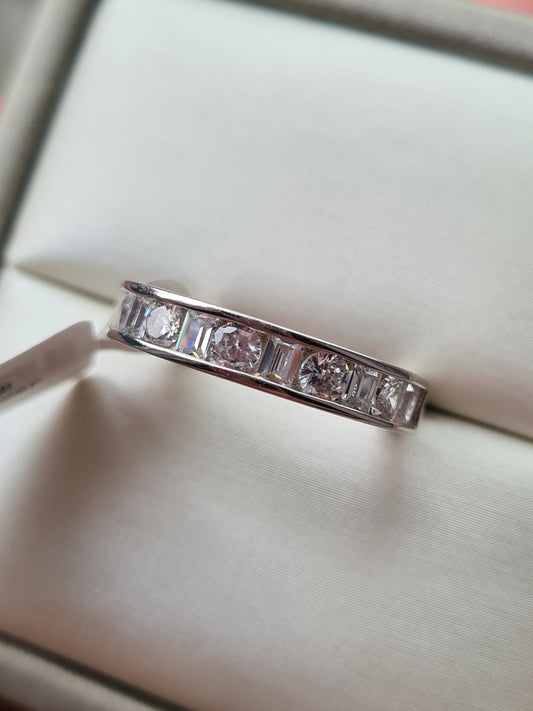 Simulated Diamond Half Eternity Band Ring SIZE L