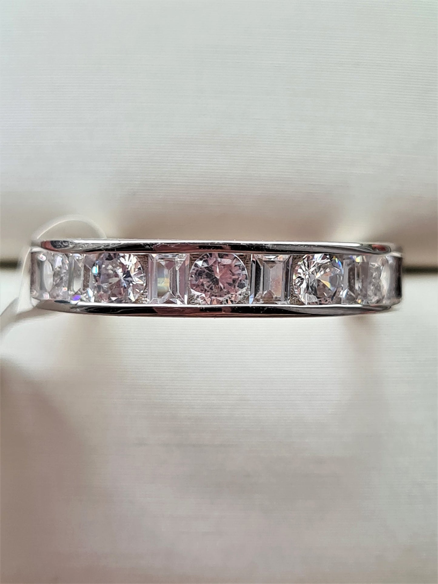 Simulated Diamond Half Eternity Band Ring SIZE L