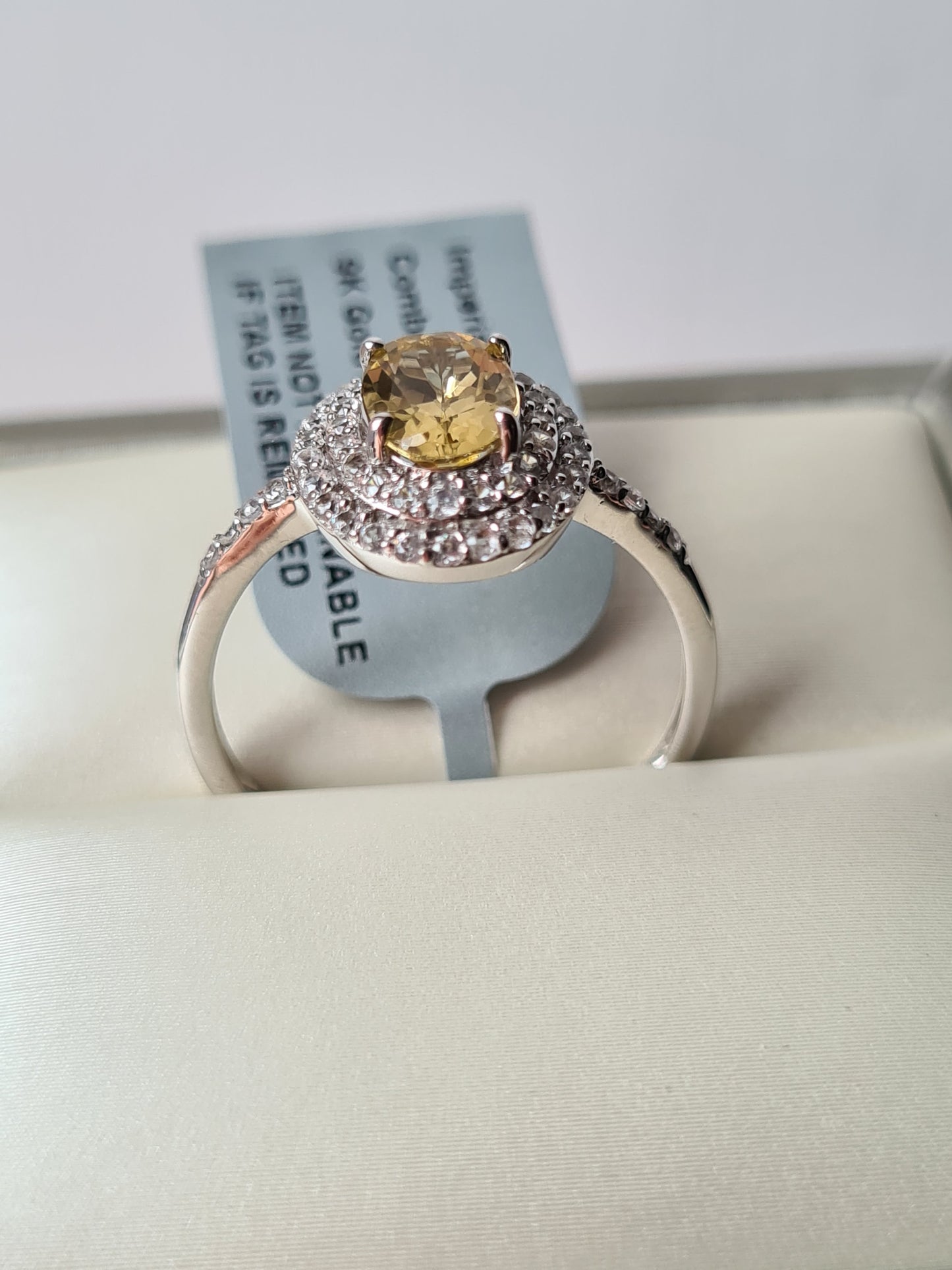 9K AA Imperial Topaz and Zircon Halo Ring SIZE S