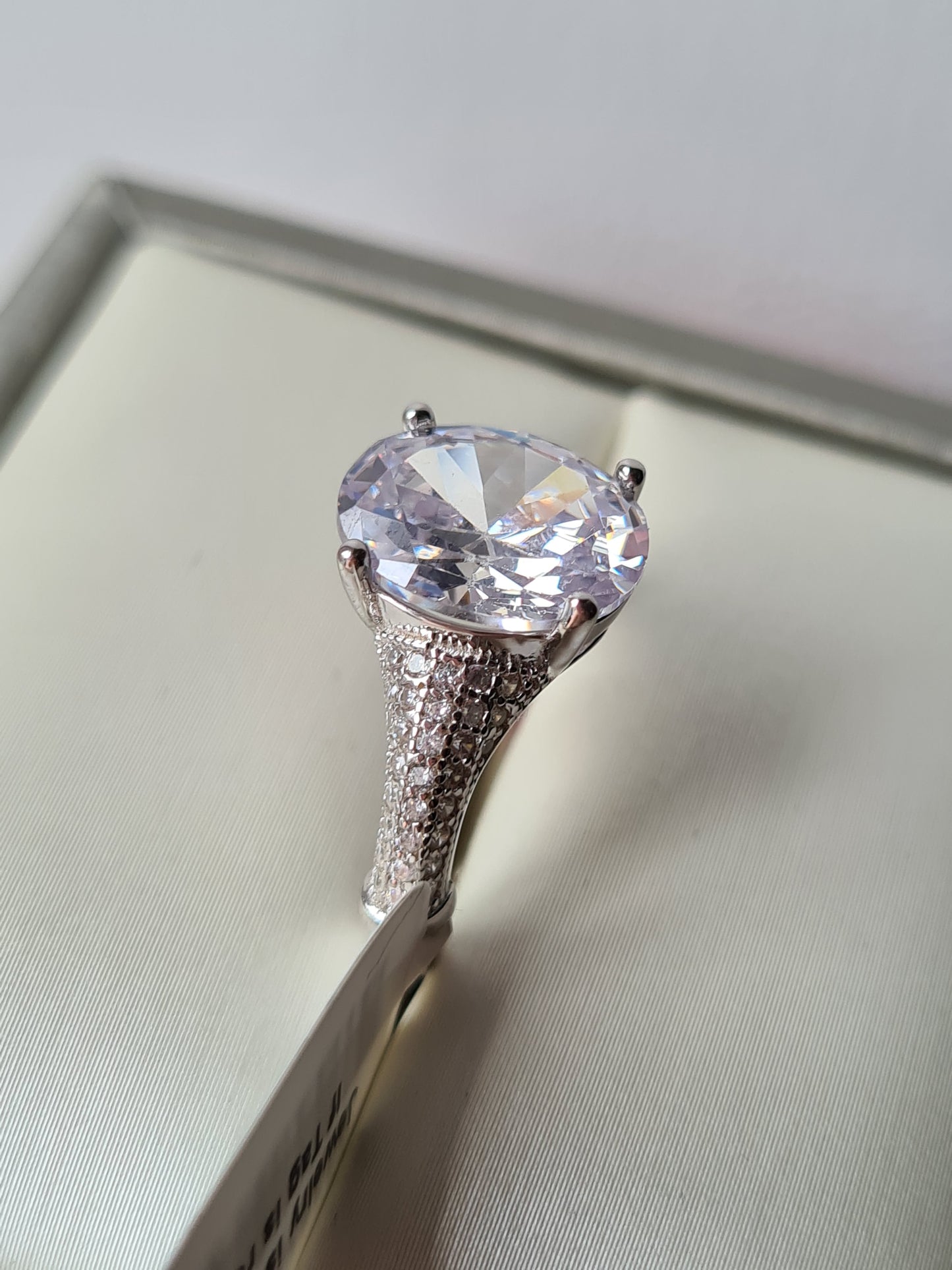 Simulated Diamond Ring 925 Sterling Silver SIZE J