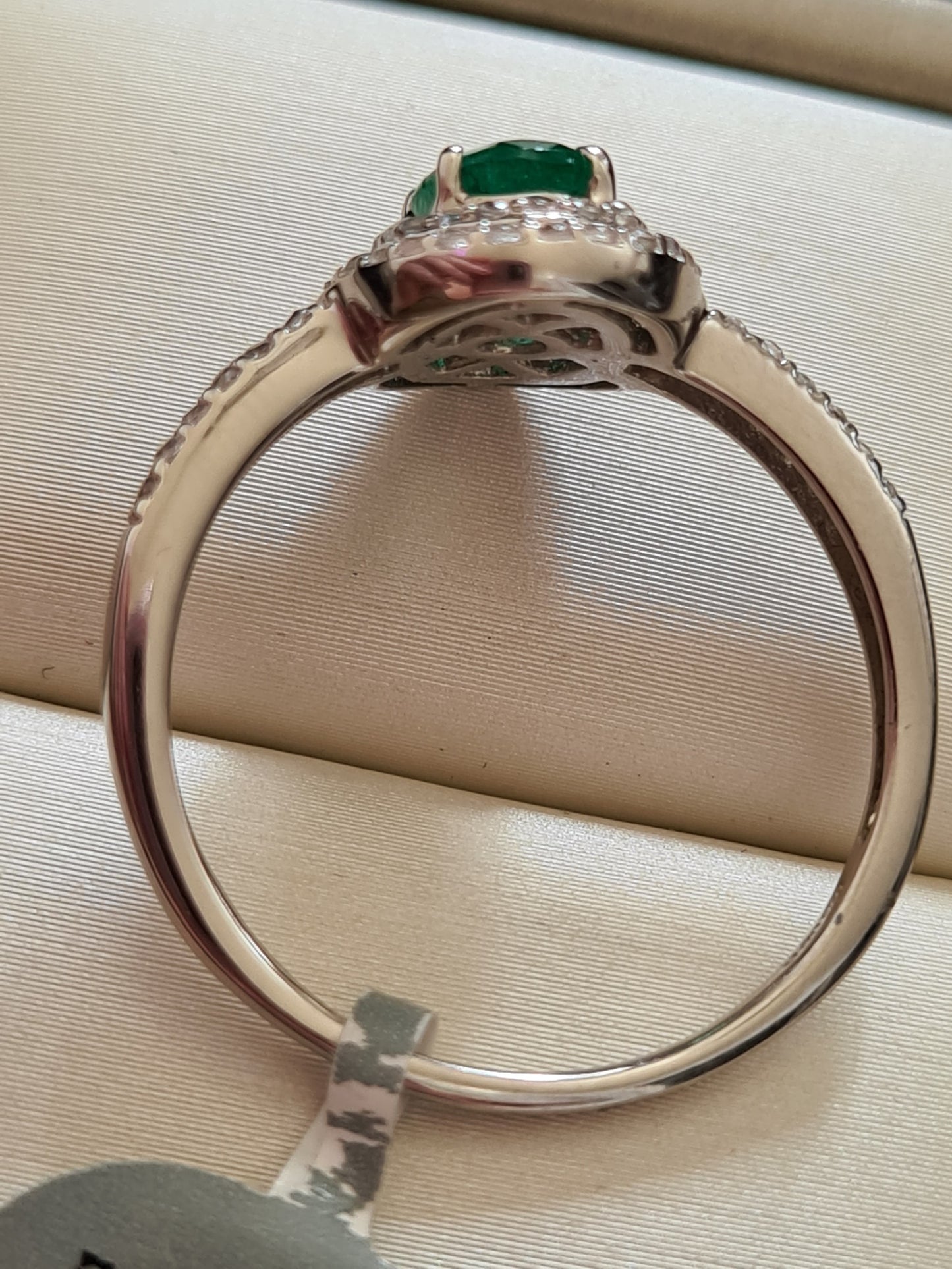 AA Kagem Zambian Emerald, Natural Cambodian Zircon Ring 9K Gold SIZE S