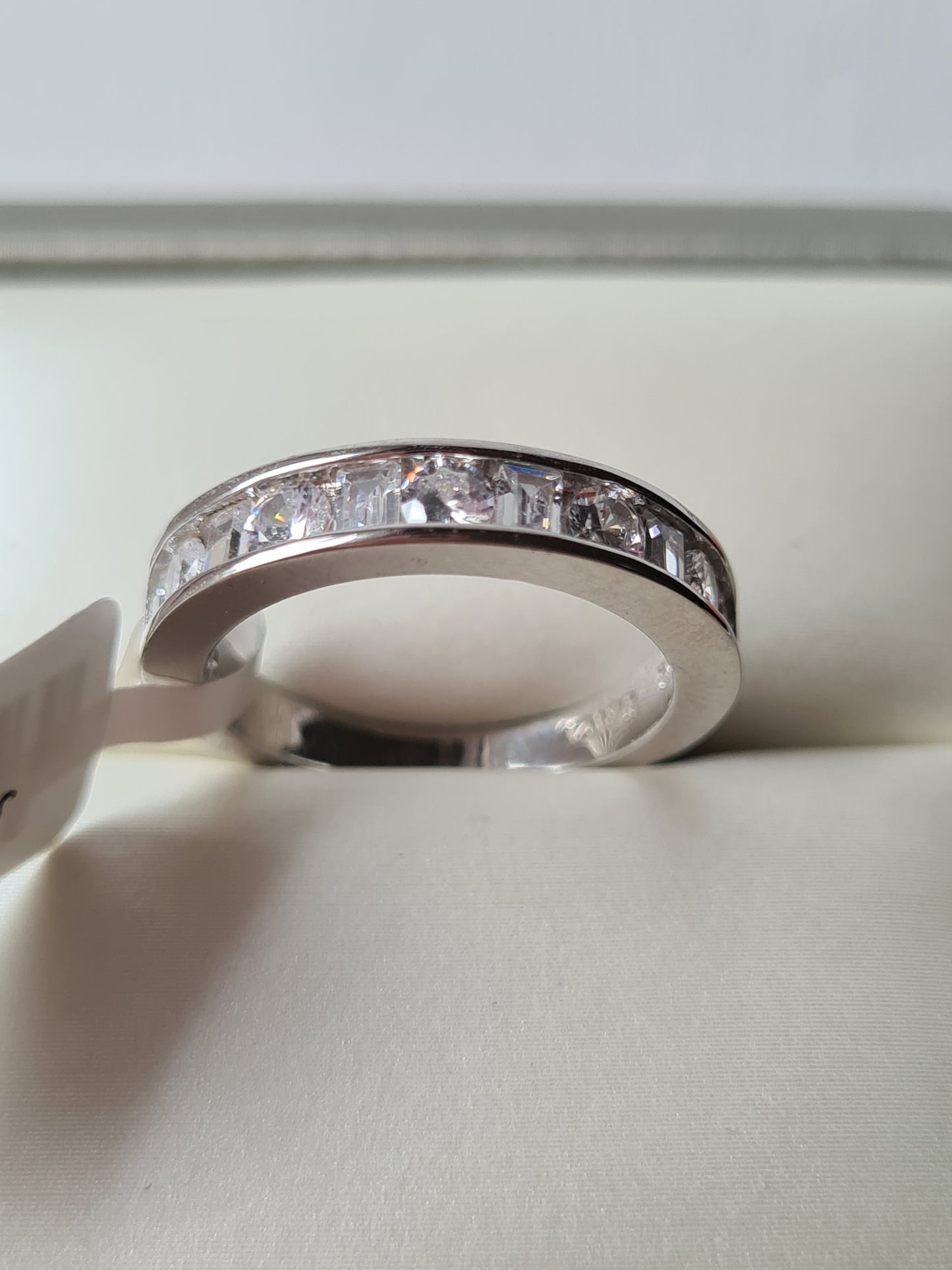 Simulated Diamond Half Eternity Band Ring SIZE L