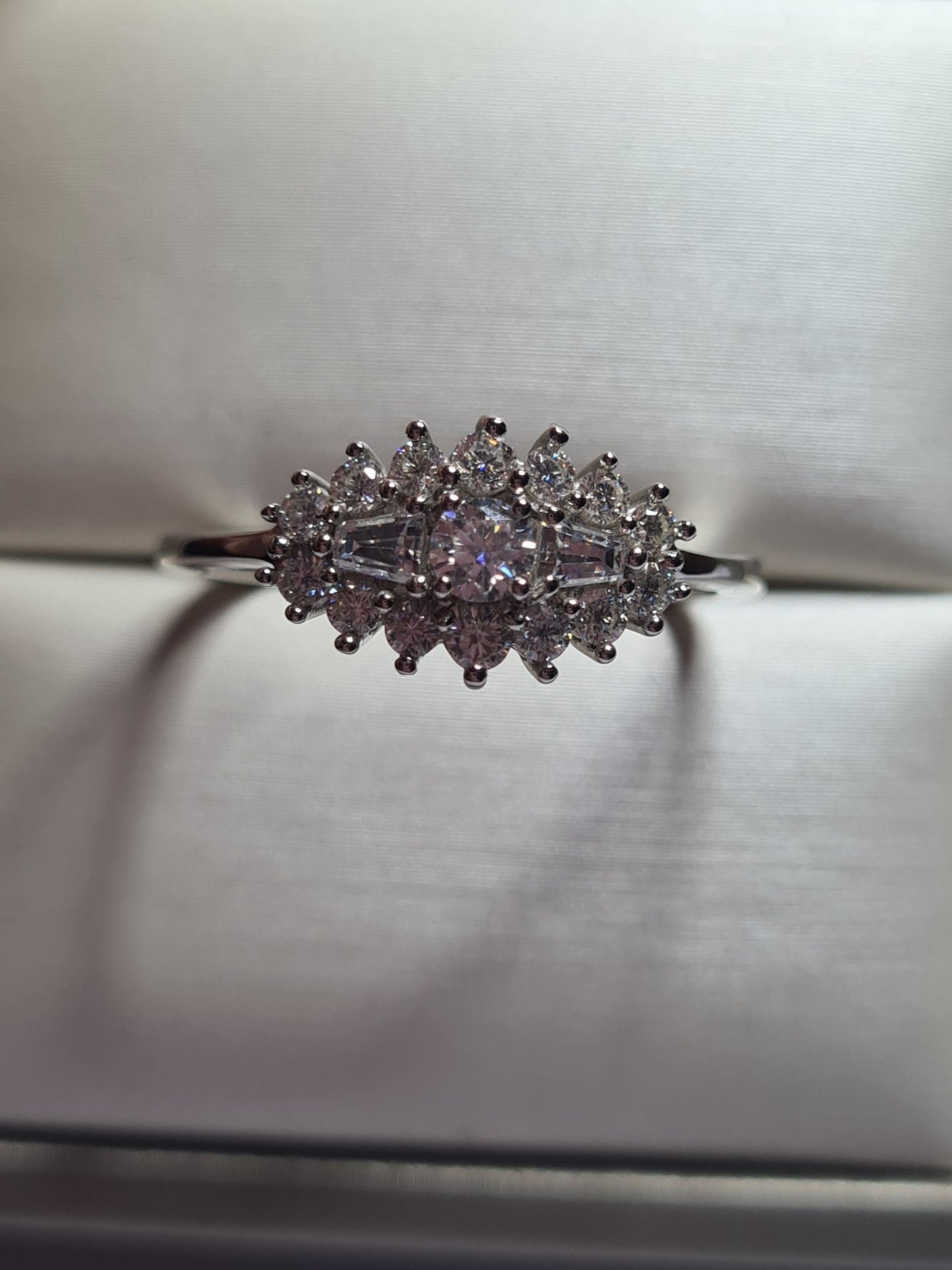 Moissanite Boat Ring 925 Sterling Silver SIZE U