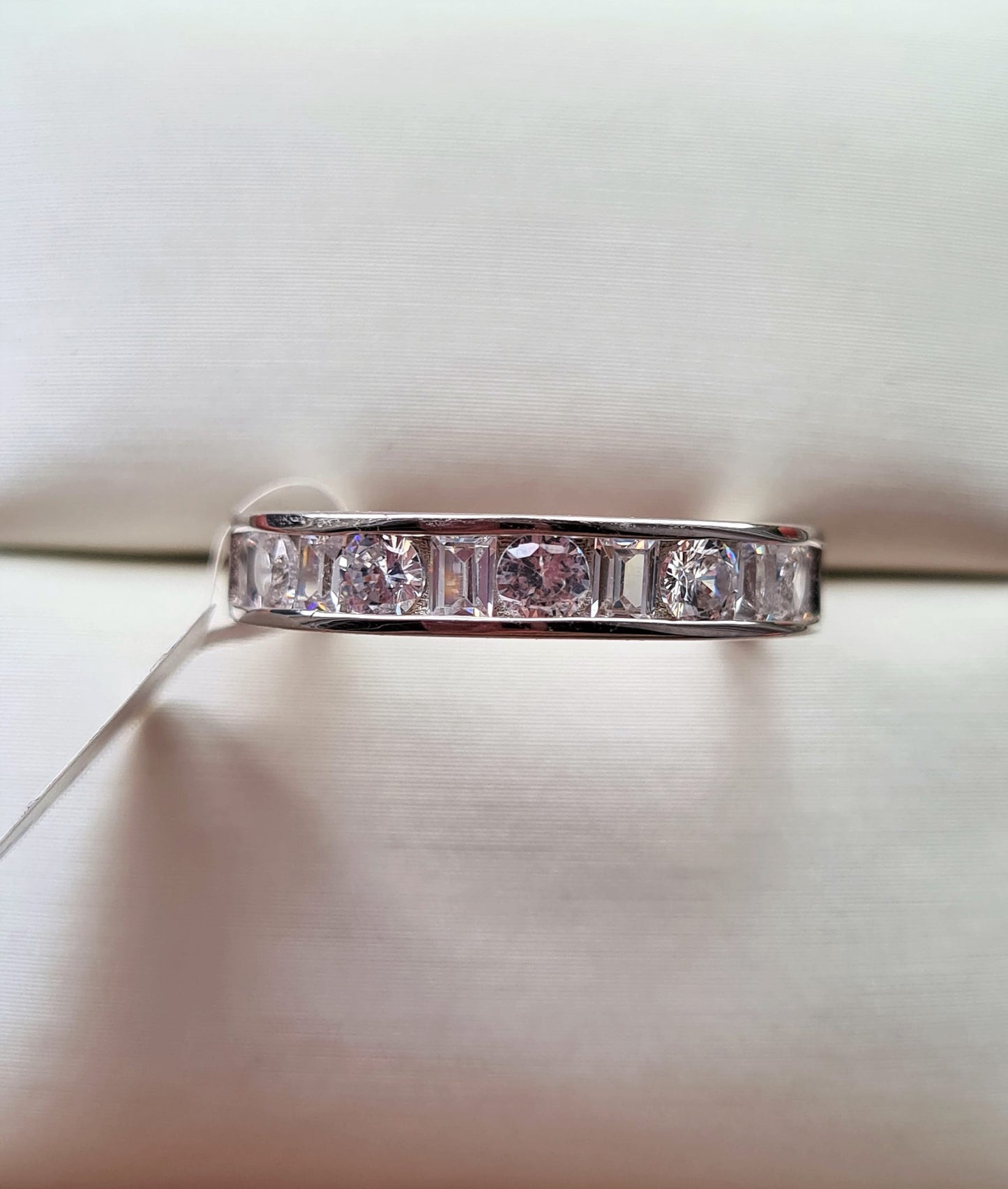 Simulated Diamond Half Eternity Band Ring SIZE L