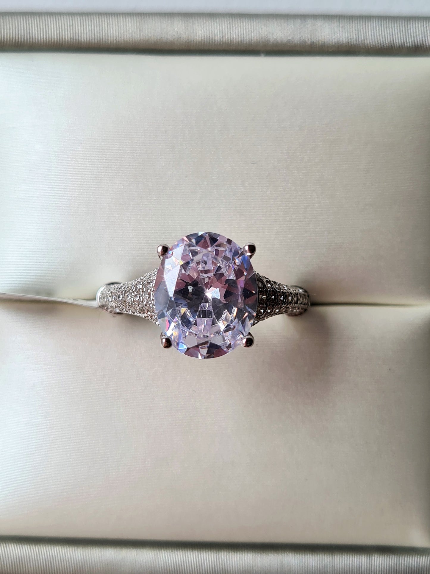 Simulated Diamond Ring 925 Sterling Silver SIZE J