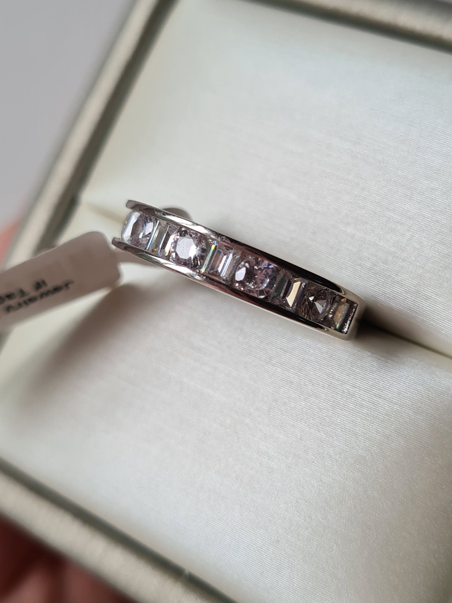 Simulated Diamond Half Eternity Band Ring SIZE L