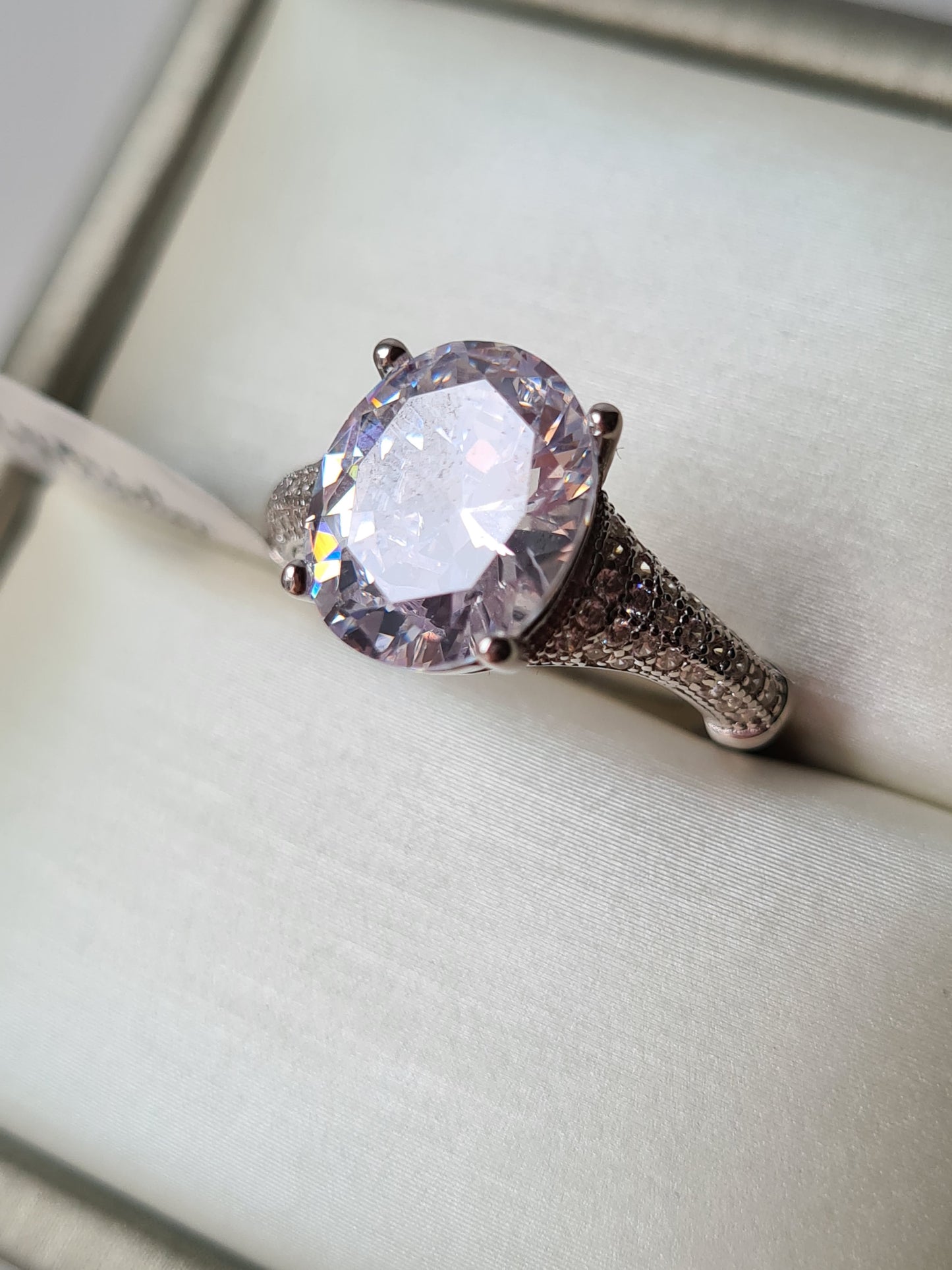 Simulated Diamond Ring 925 Sterling Silver SIZE J