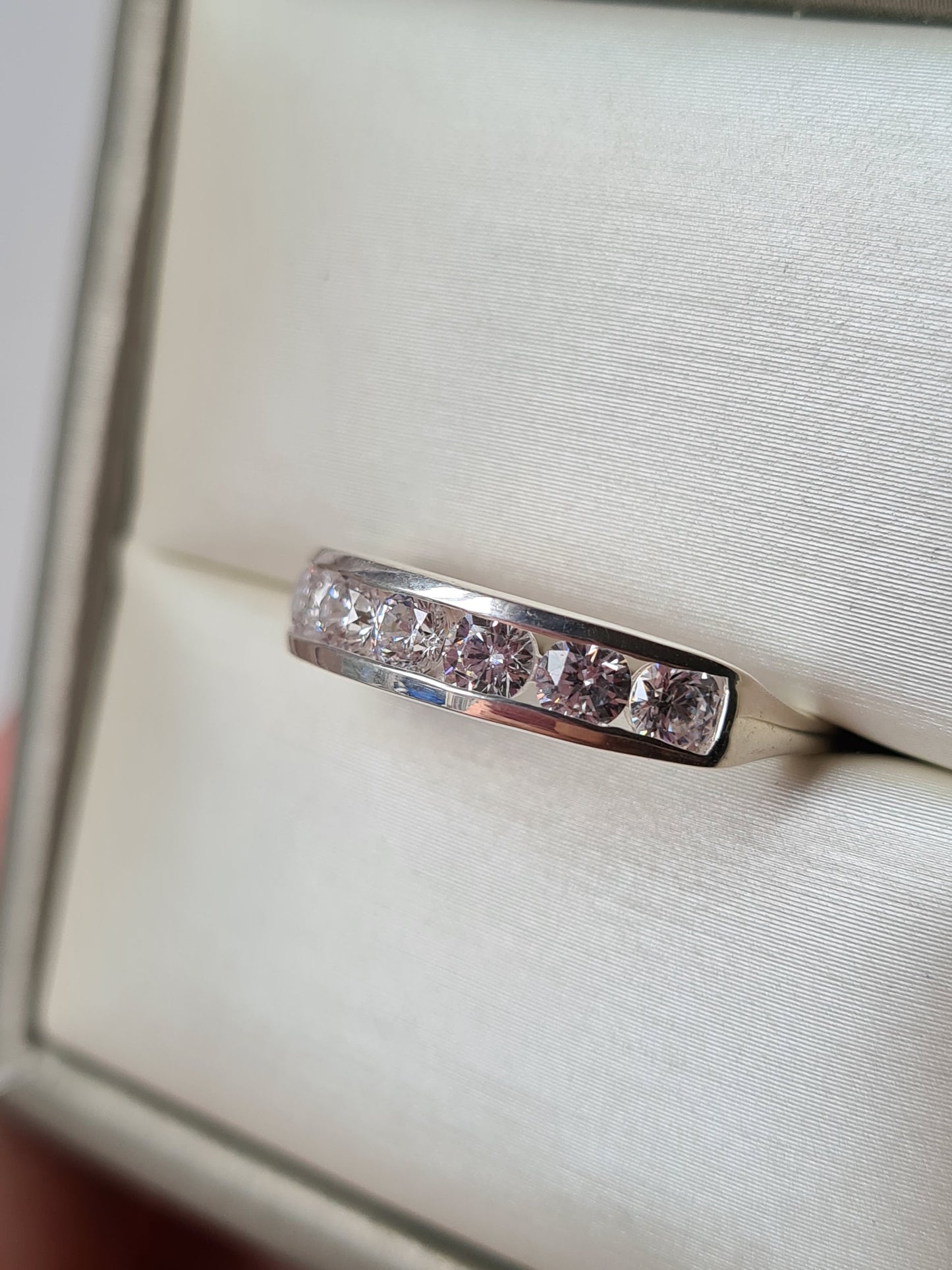 Swarovski Zirconia Round Cut Half Eternity Ring Sterling Silver SIZE N