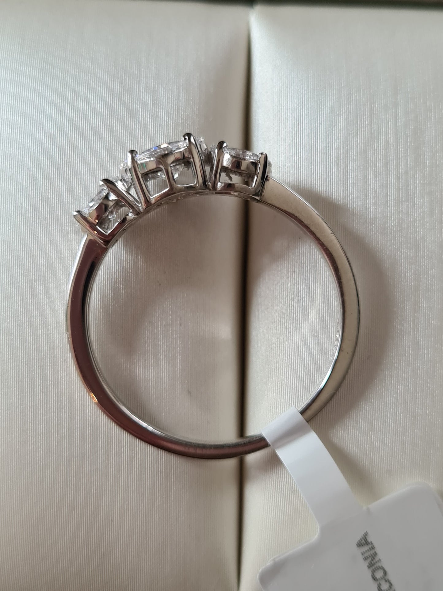 3 Stone Cluster Swarovski Zirconia Ring 925 Sterling Silver SIZES P,Q,R