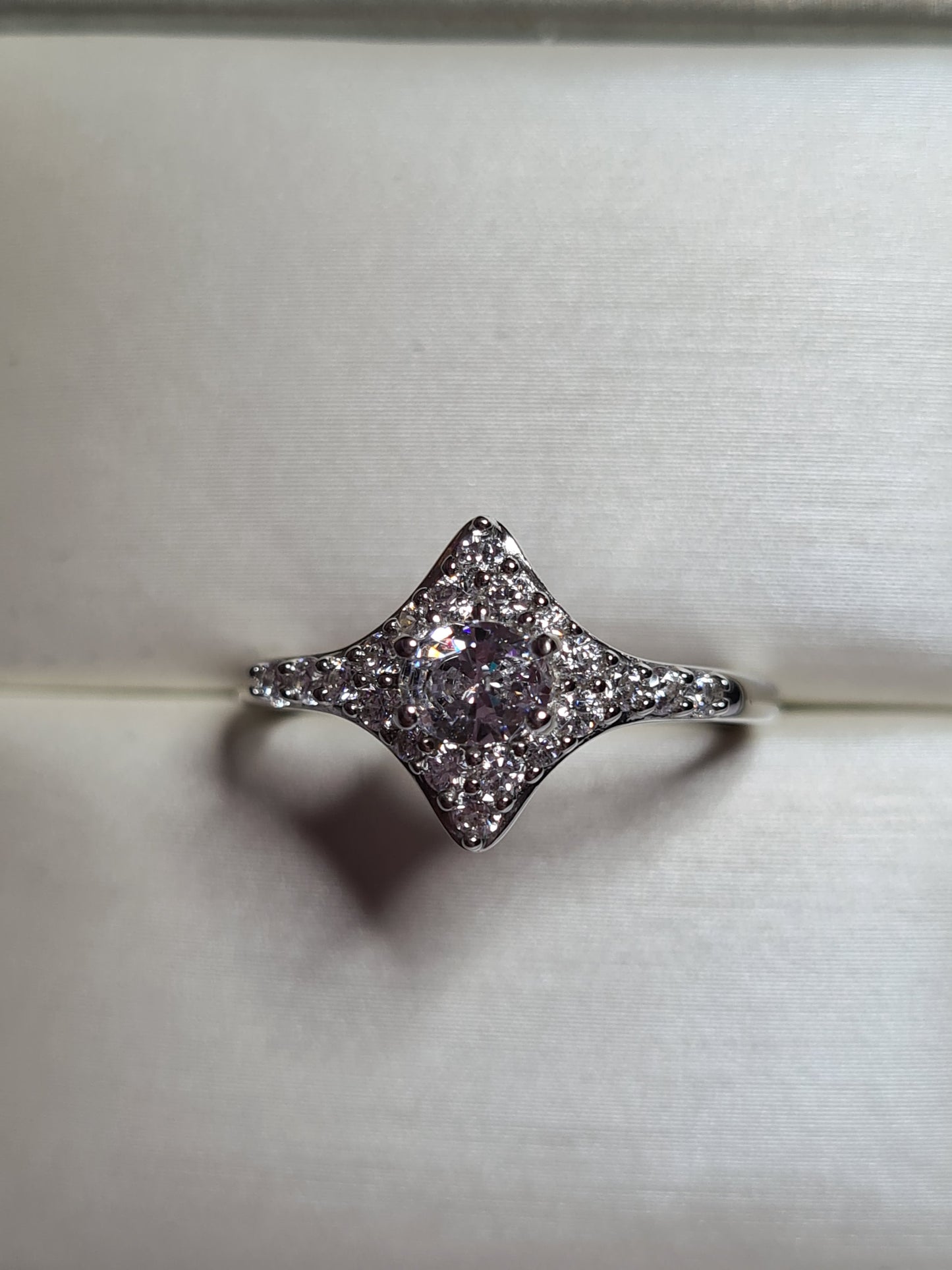 1.12 Ct Cluster Swarovski Zirconia Sterling Silver Ring SIZE M