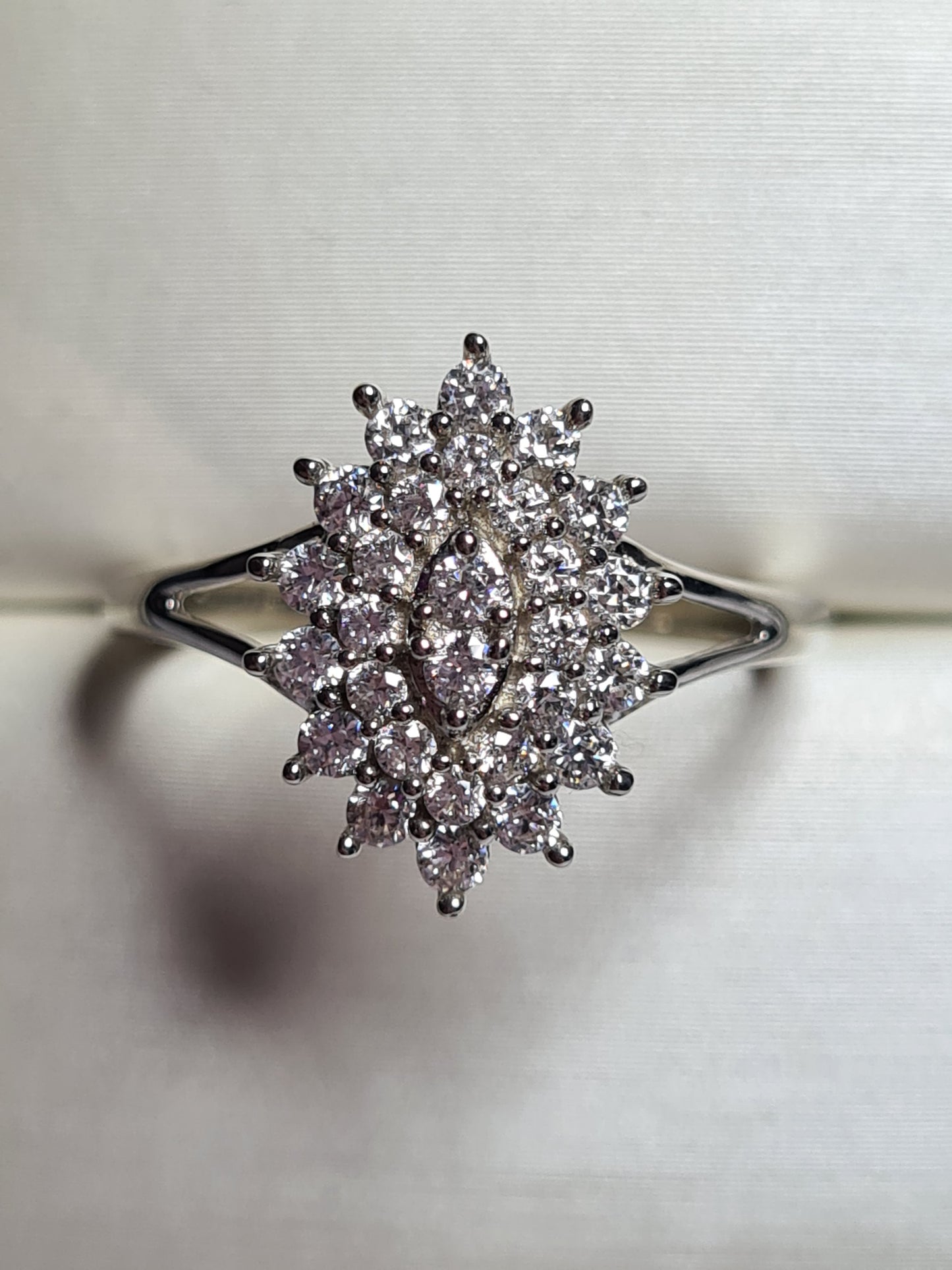 1.01 Ct Swarovski Zirconia Cluster Ring Sterling Silver SIZE N