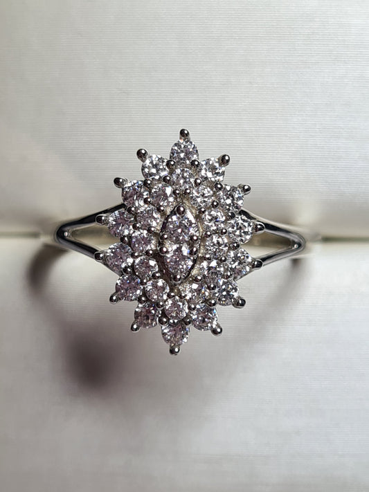 1.01 Ct Swarovski Zirconia Cluster Ring Sterling Silver SIZE N