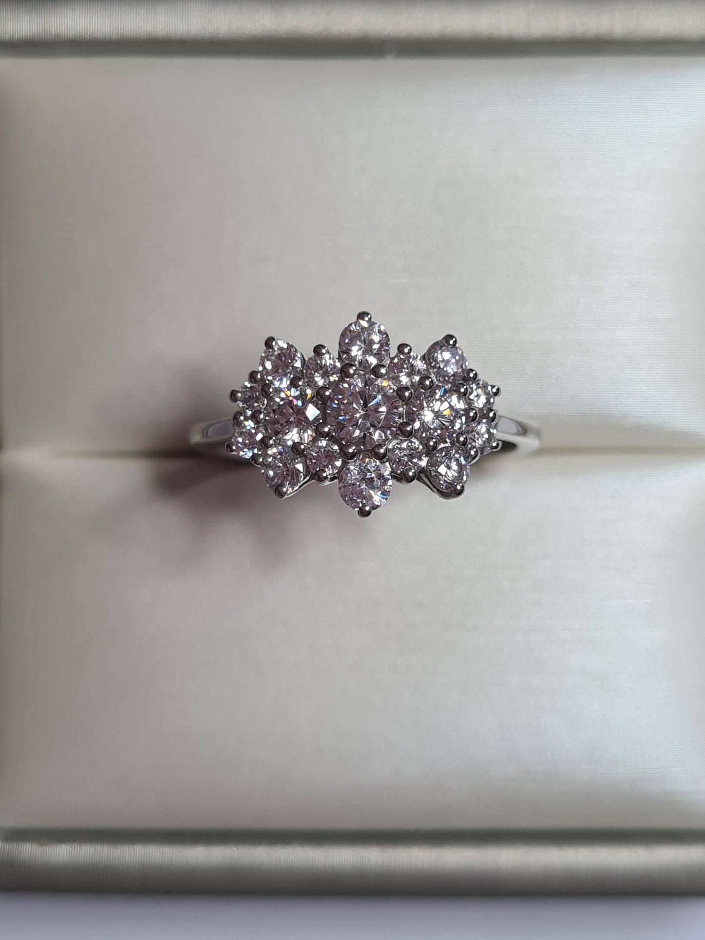 Swarovski Zirconia Cluster boat Ring 925 Sterling Silver SIZES S,U