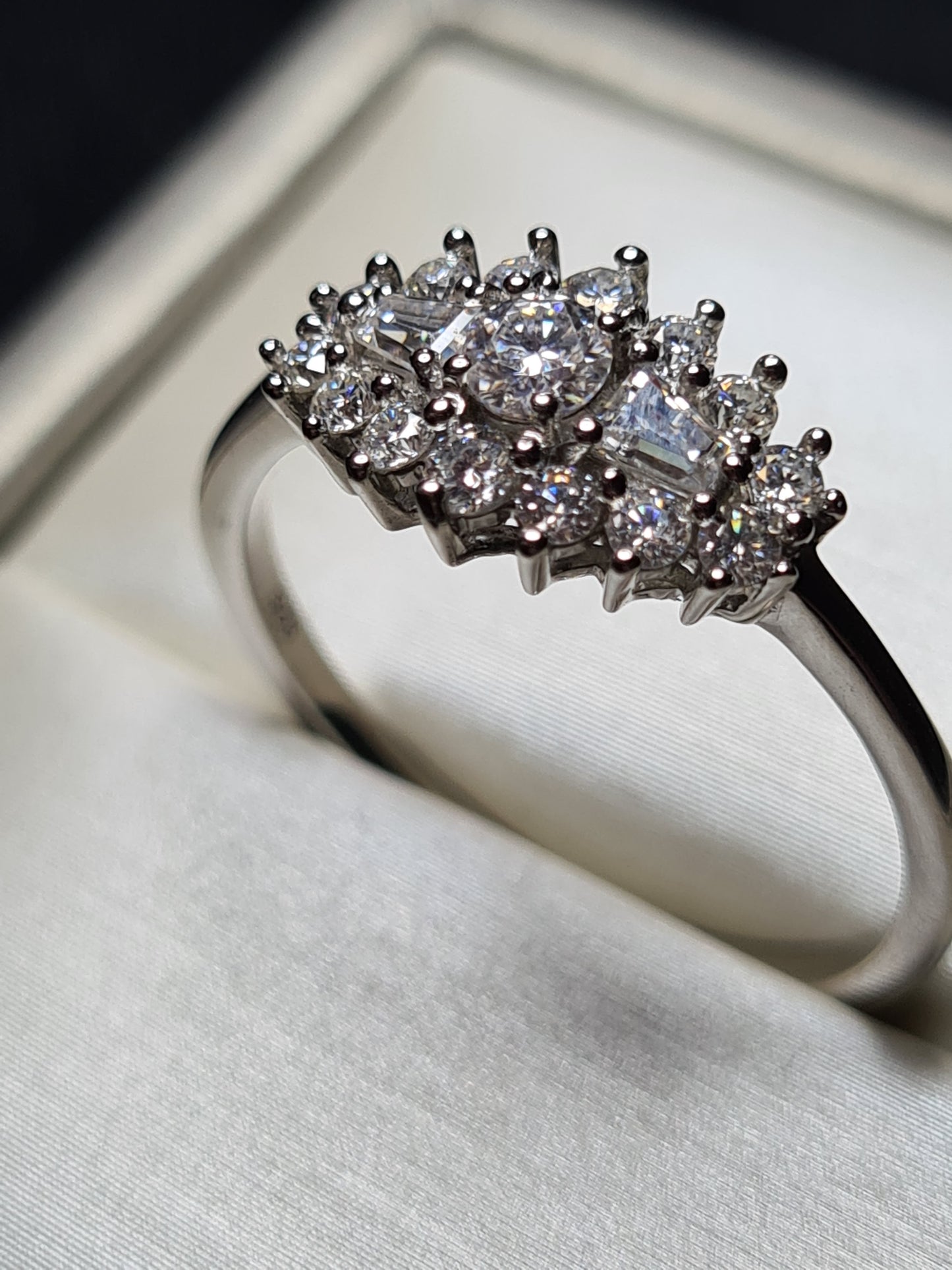 Moissanite Boat Ring 925 Sterling Silver SIZE U