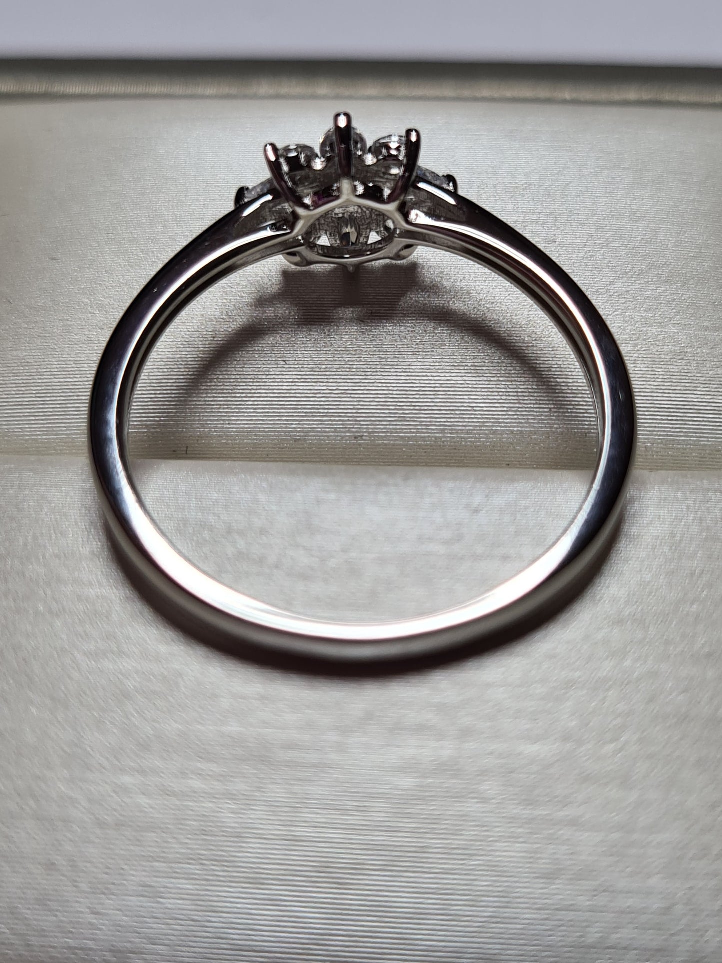 Simulated Diamond Floral Ring Sterling Silver SIZES Q,R