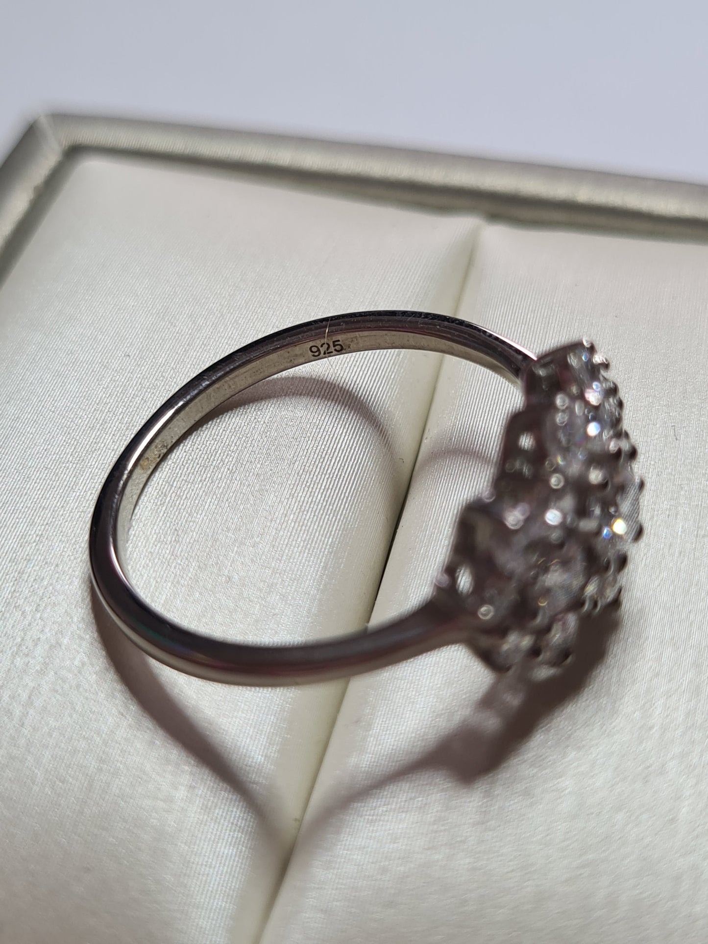 Swarovski Zirconia Cluster boat Ring 925 Sterling Silver SIZES S,U