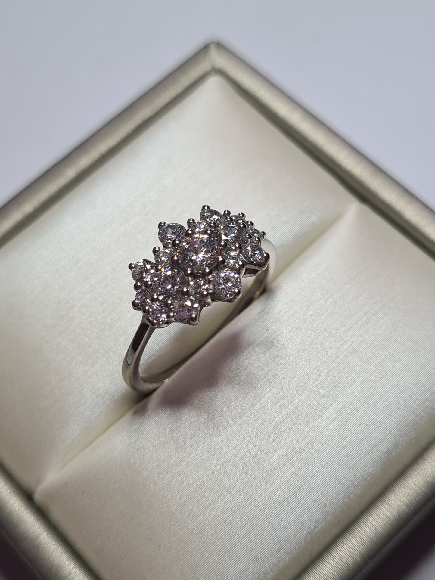 Swarovski Zirconia Cluster boat Ring 925 Sterling Silver SIZES S,U