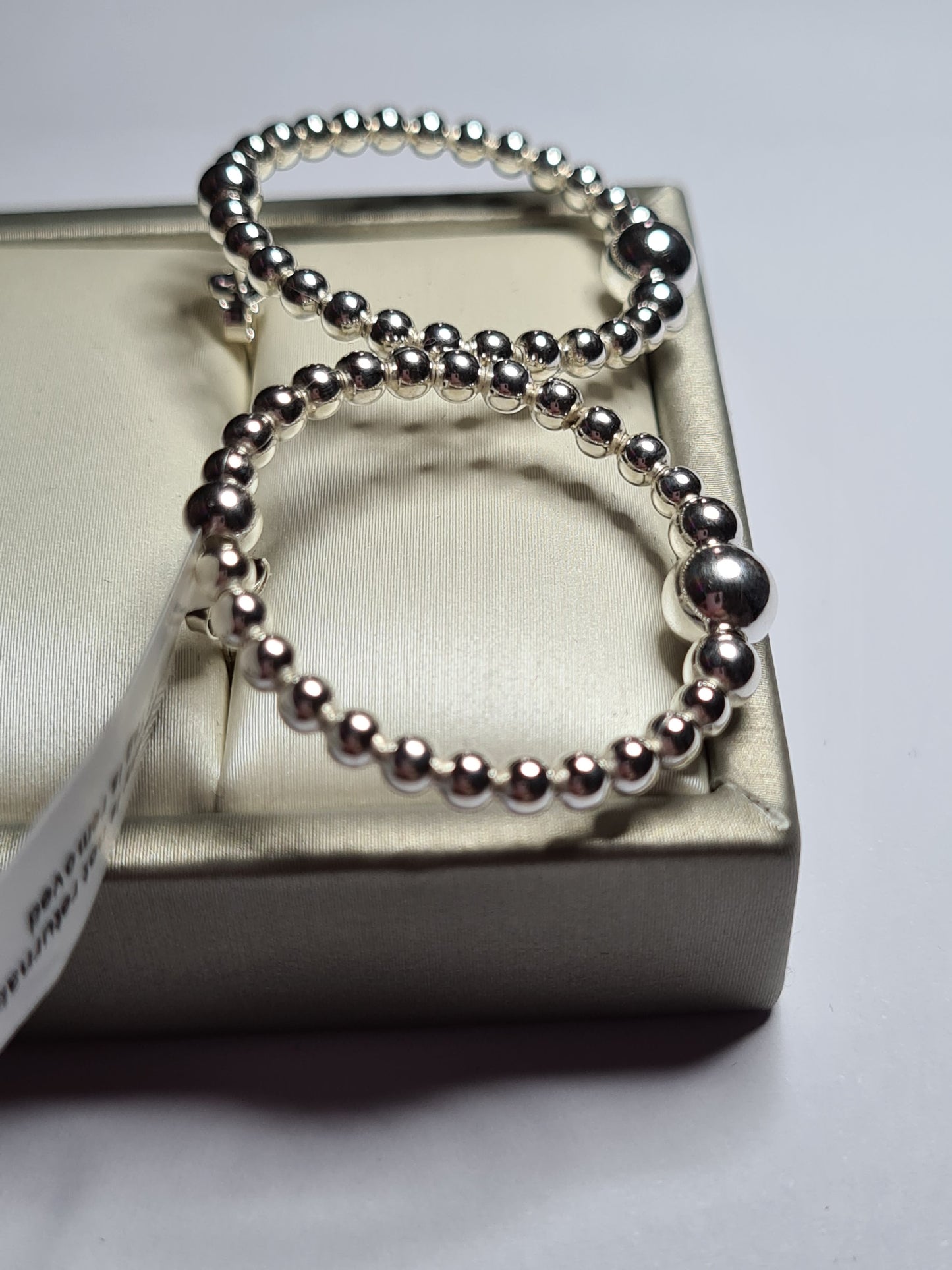 Beaded Hoop Drop Earrings in 925 Sterling Silver