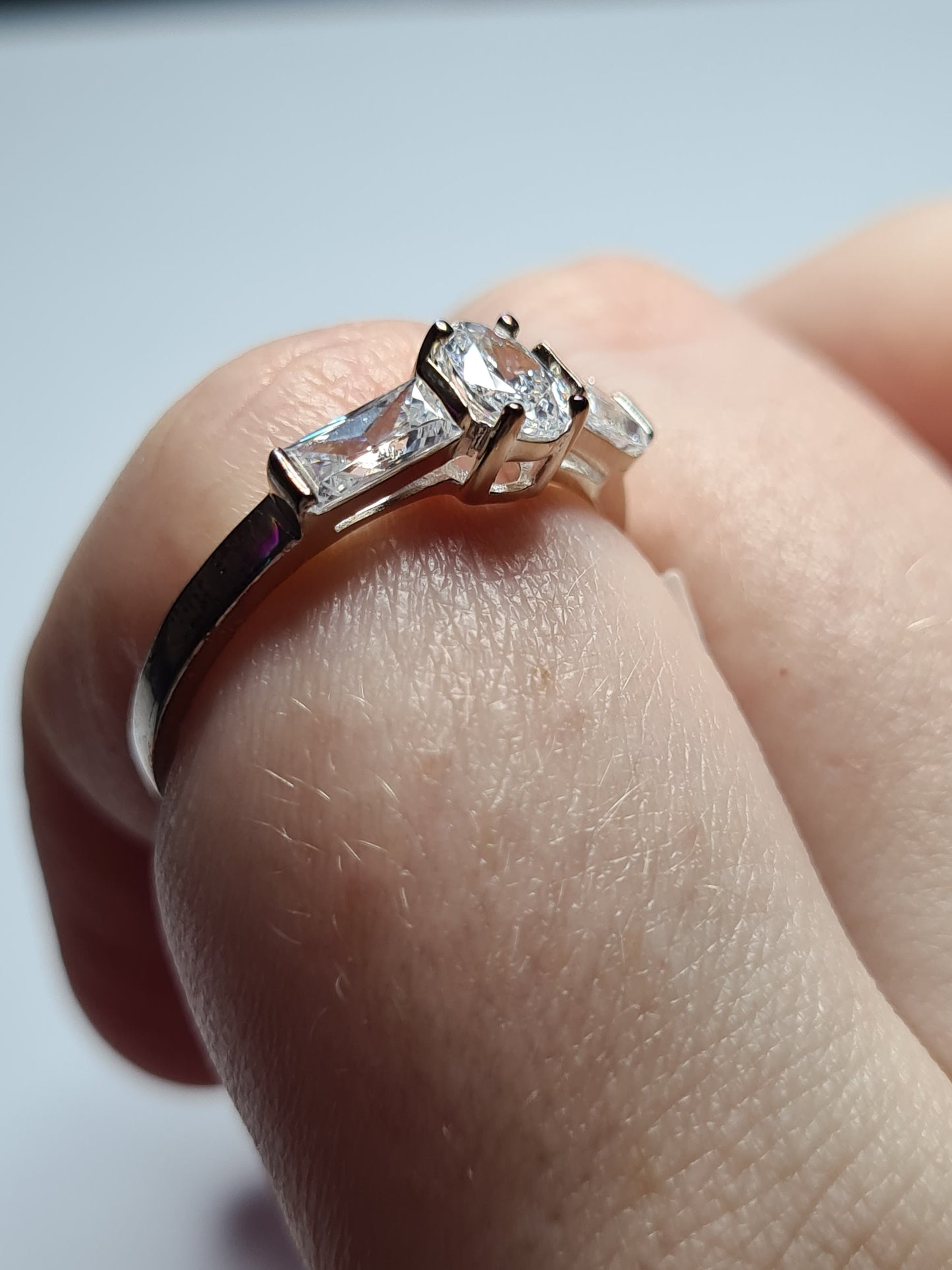 Swarovski Zirconia Trilogy Ring Sterling Silver SIZE Q