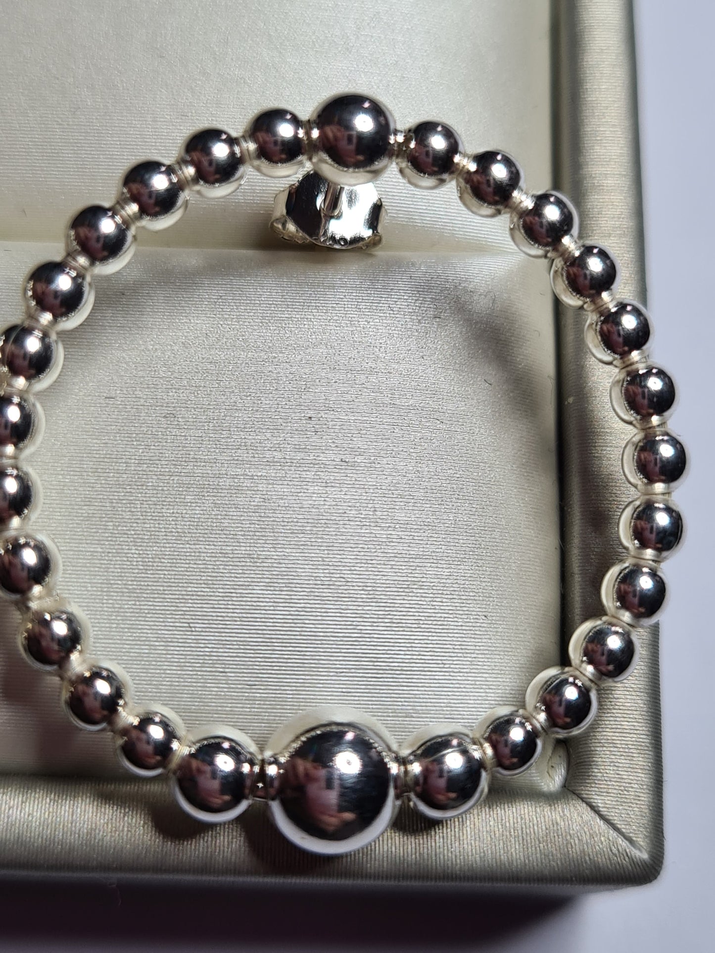 Beaded Hoop Drop Earrings in 925 Sterling Silver