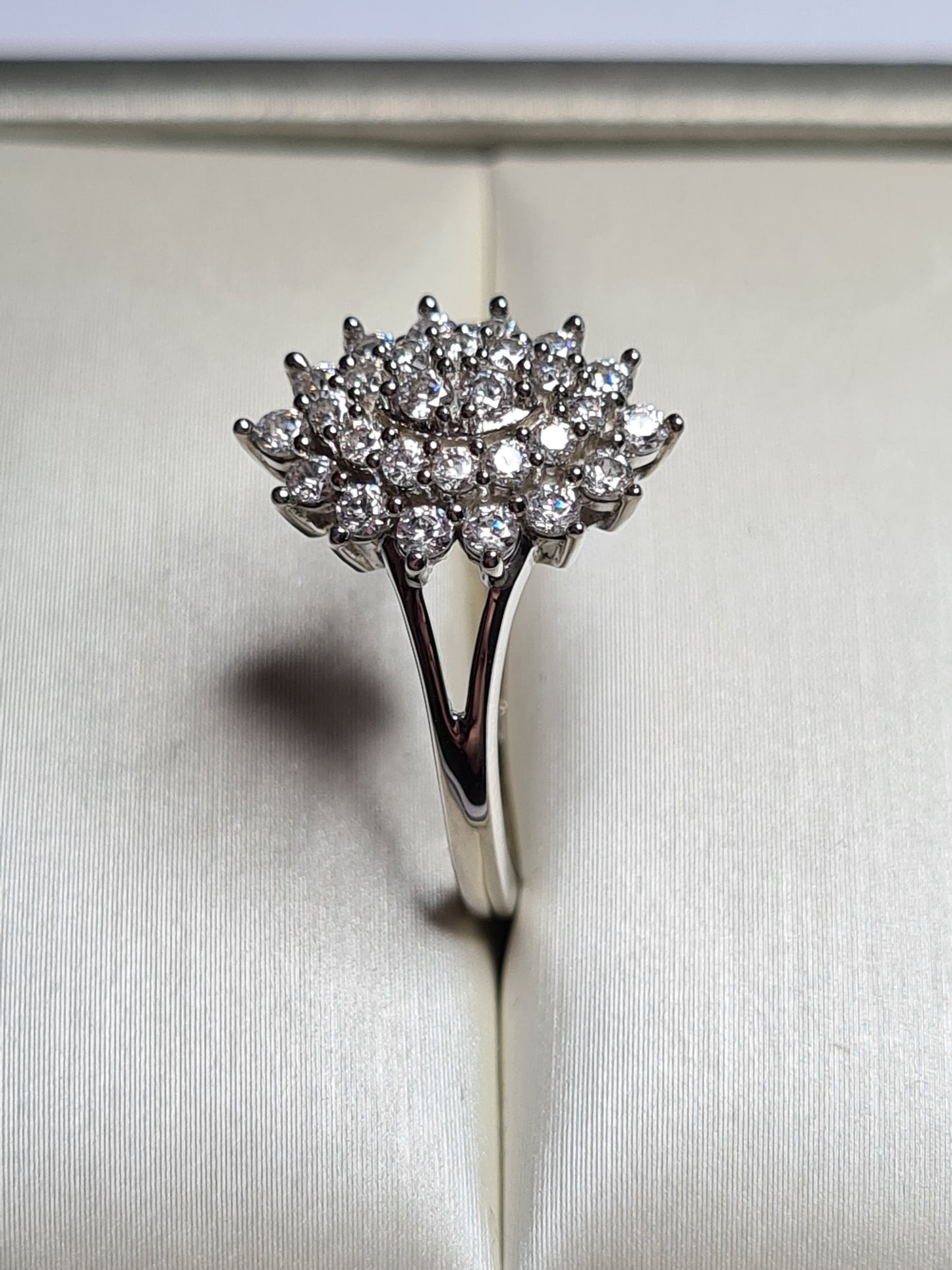 1.01 Ct Swarovski Zirconia Cluster Ring Sterling Silver SIZE N