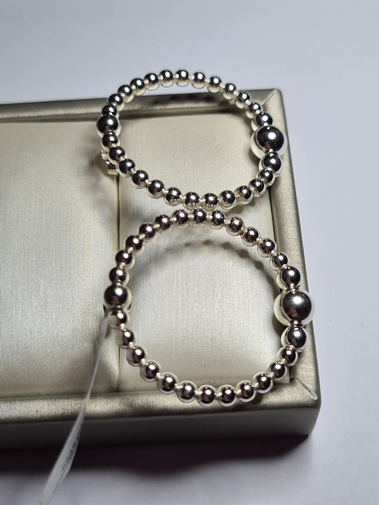 Beaded Hoop Drop Earrings in 925 Sterling Silver