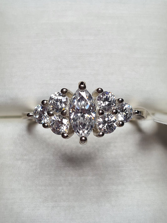 Marquise Swarovski Zirconia Ring sterling silver SIZE N