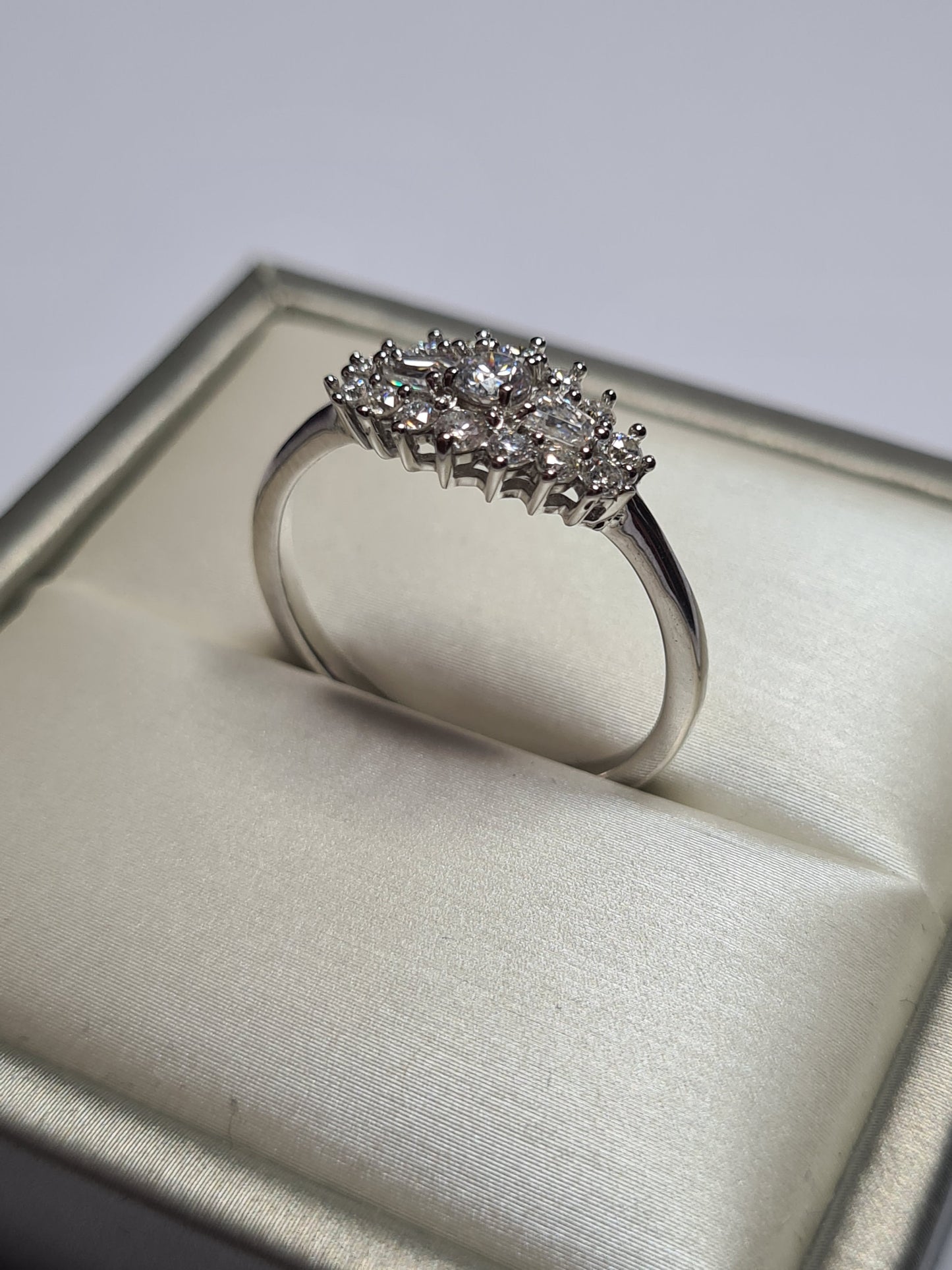 Moissanite Boat Ring 925 Sterling Silver SIZE U