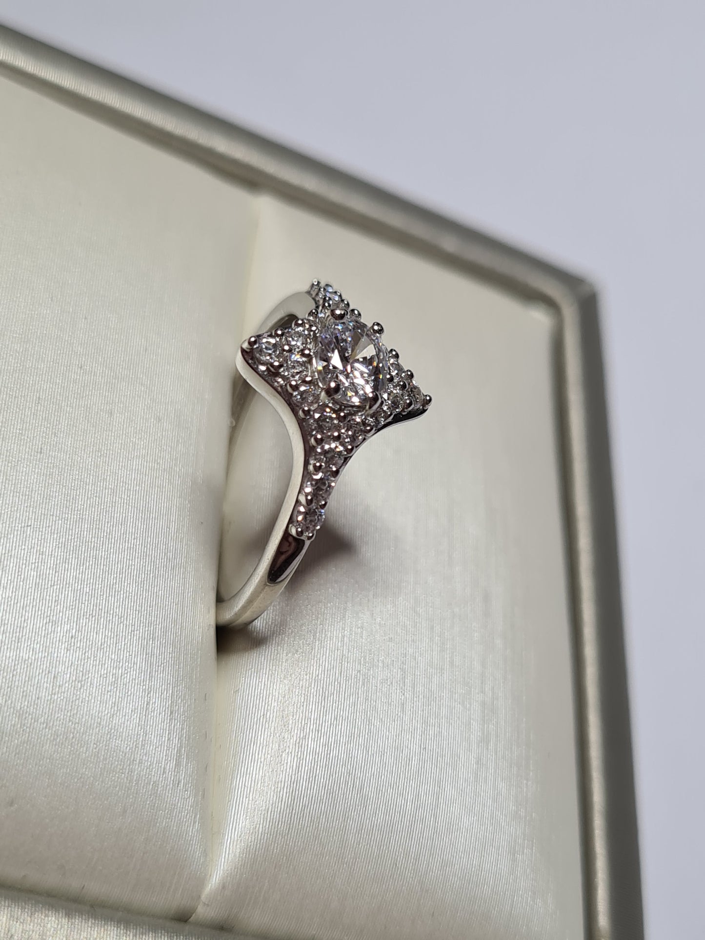 1.12 Ct Cluster Swarovski Zirconia Sterling Silver Ring SIZE M