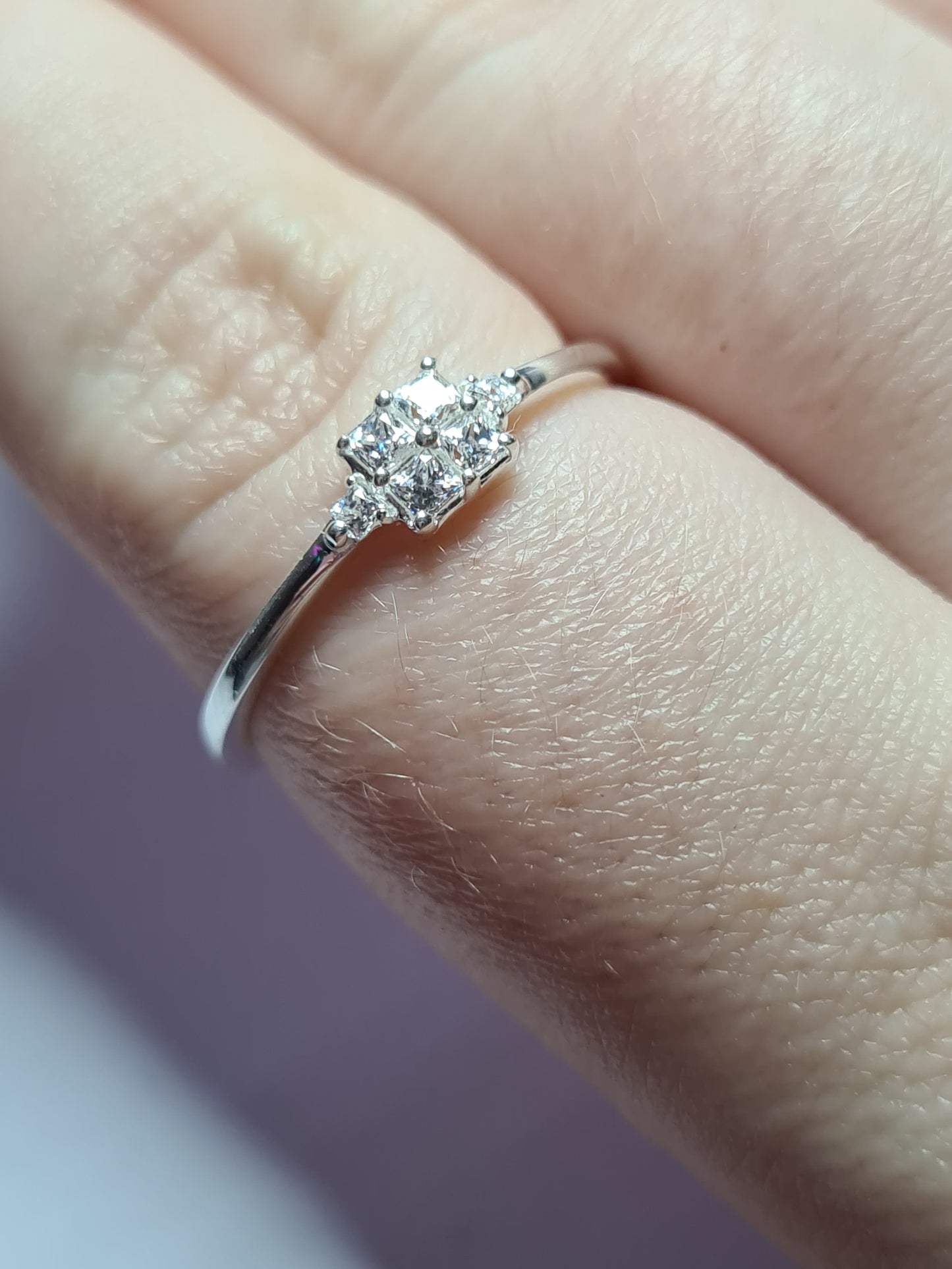 Swarovski Zirconia Elegant Square Cut Ring Sterling Silver Ring SIZES Q,S