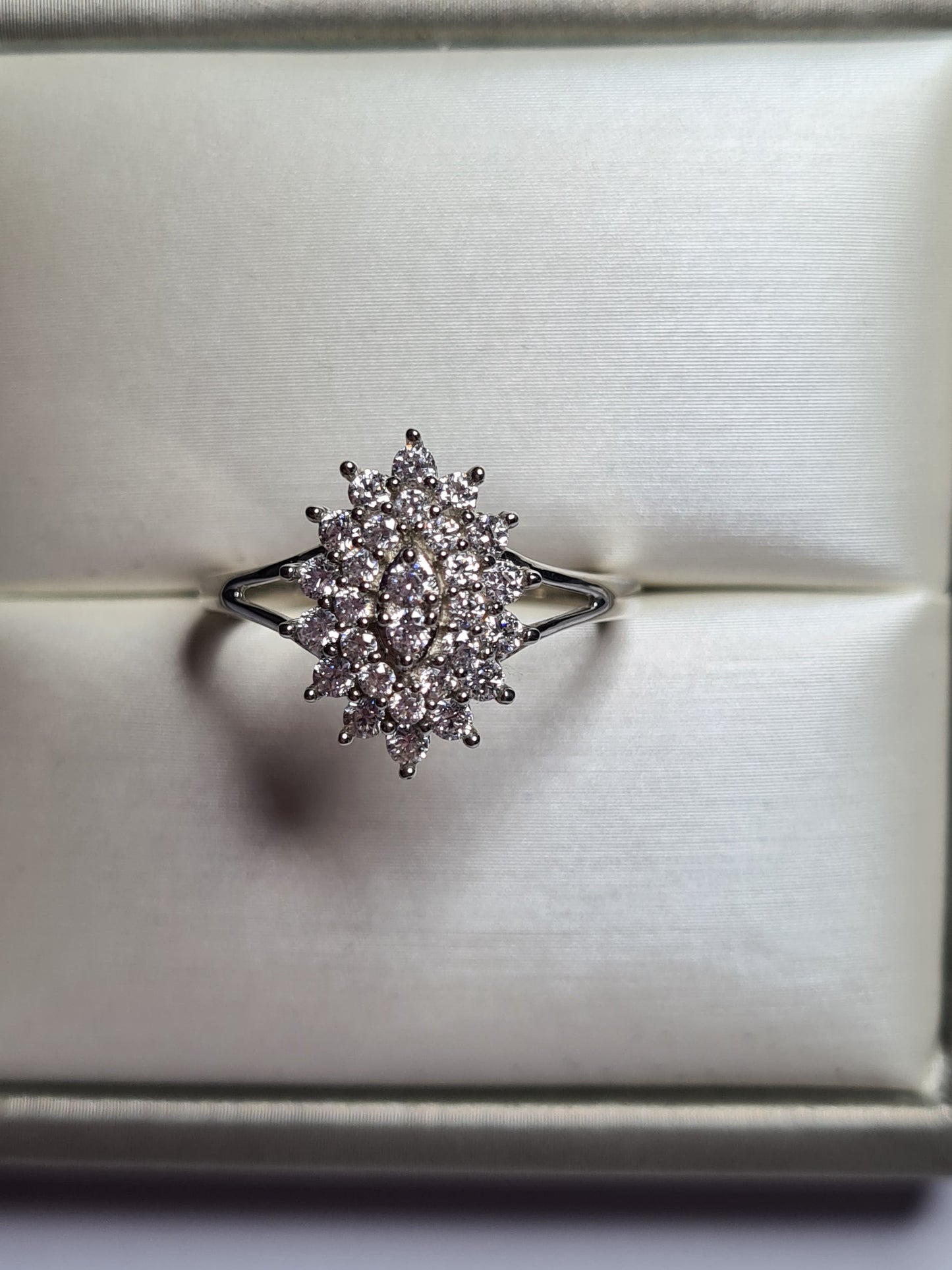 1.01 Ct Swarovski Zirconia Cluster Ring Sterling Silver SIZE N