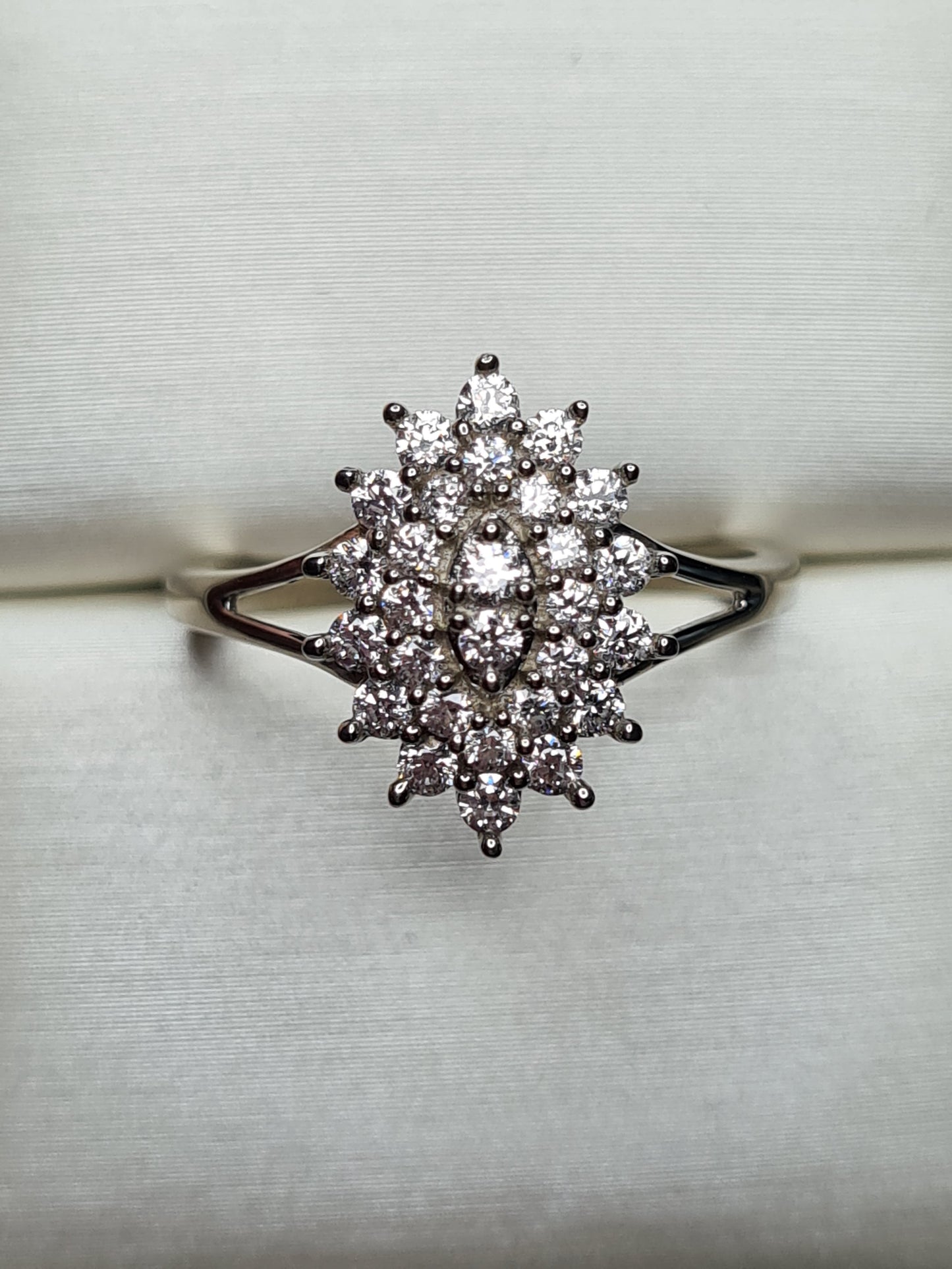 1.01 Ct Swarovski Zirconia Cluster Ring Sterling Silver SIZE N