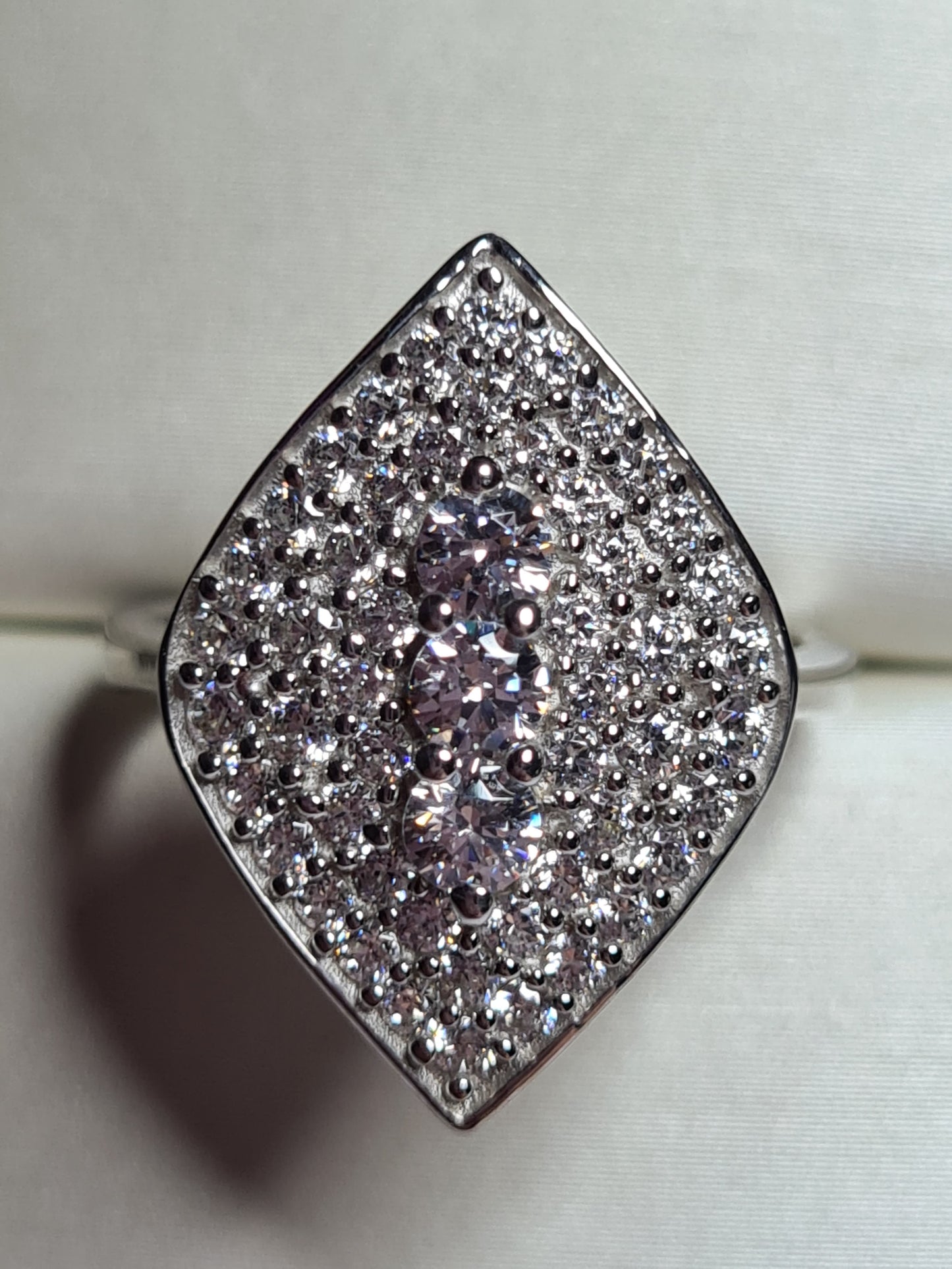 Contemporary Style Swarovski Zirconia Ring Sterling Silver SIZE L