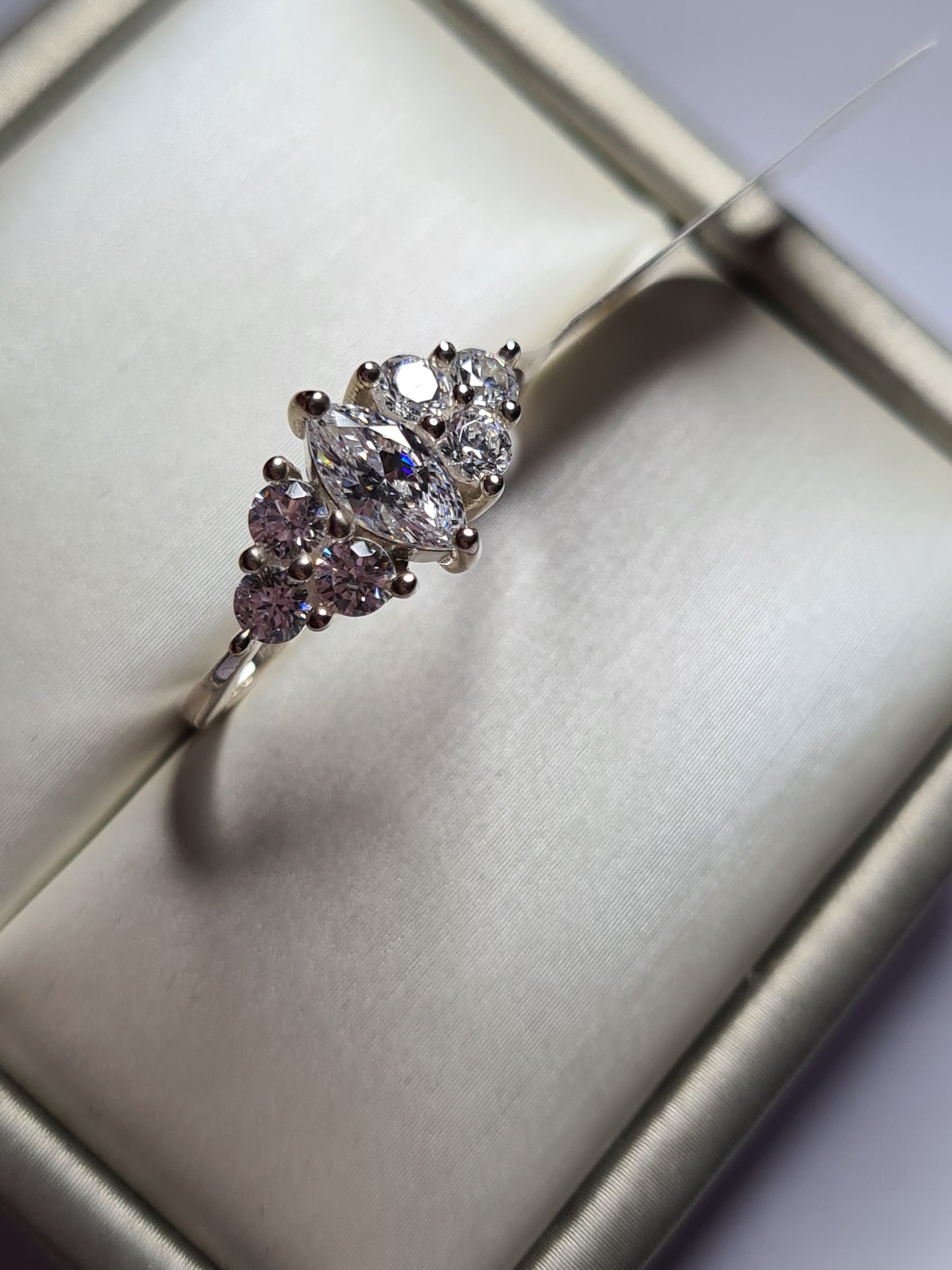 Marquise Swarovski Zirconia Ring sterling silver SIZE N