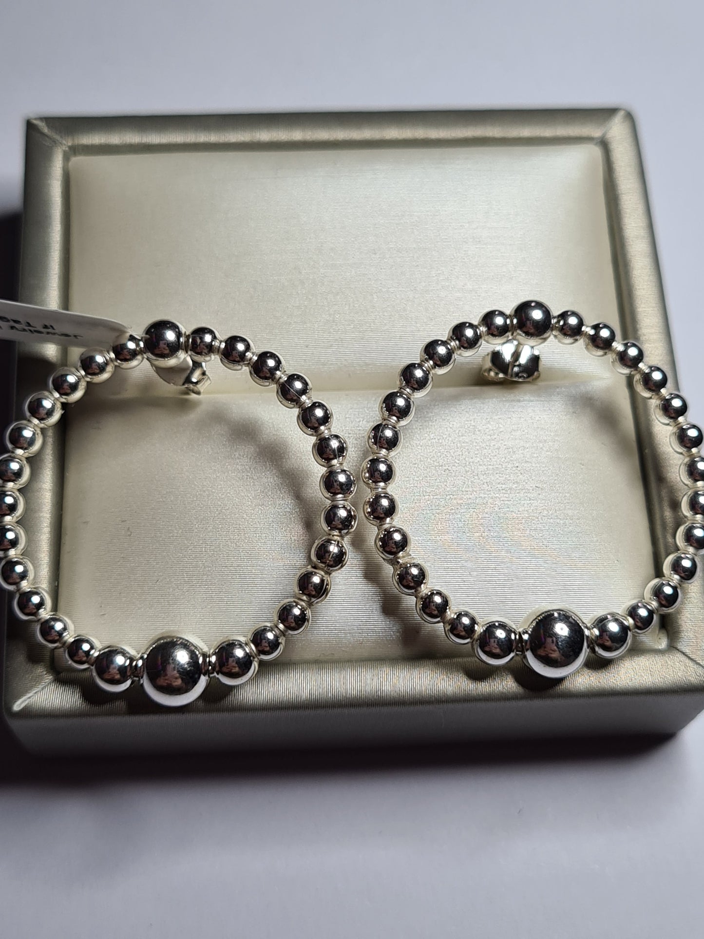 Beaded Hoop Drop Earrings in 925 Sterling Silver