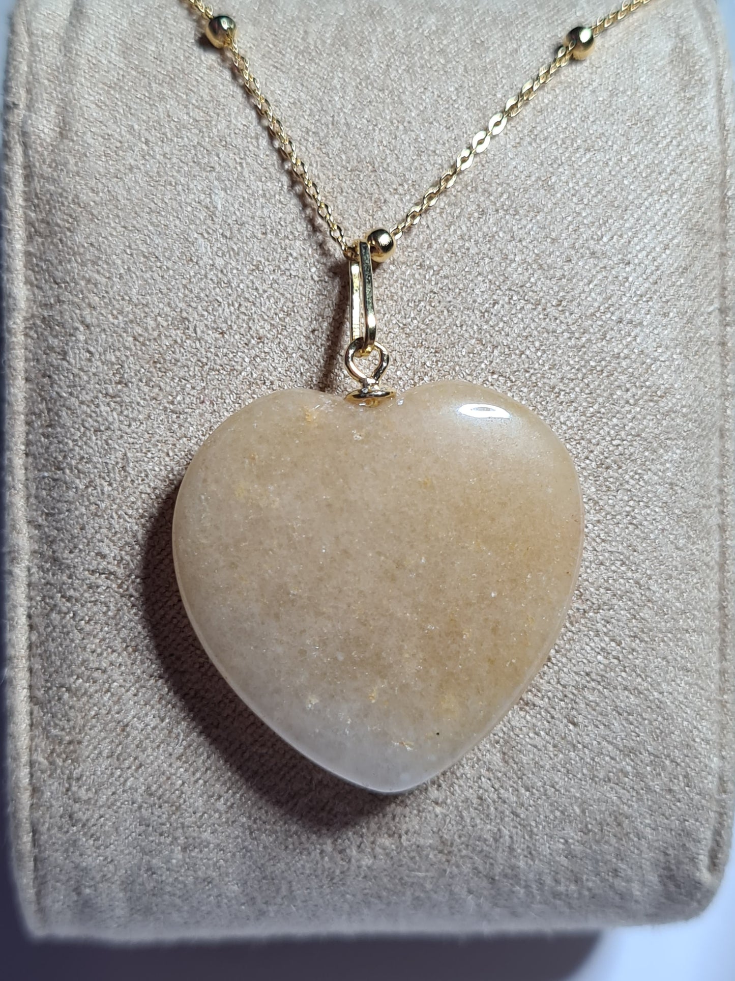 Yellow Quartzite Heart Necklace Gold Overlay Sterling Silver