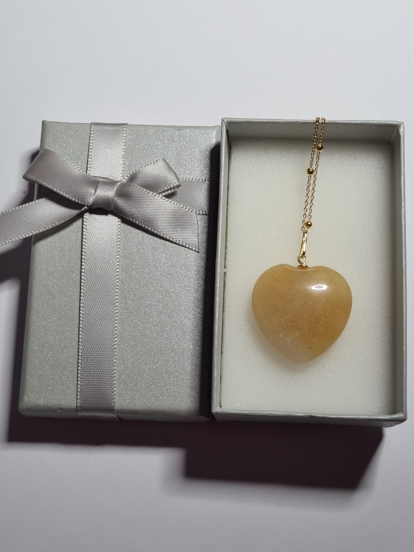 Yellow Quartzite Heart Necklace Gold Overlay Sterling Silver