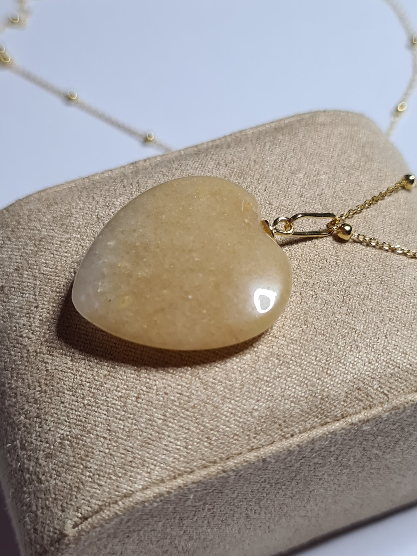 Yellow Quartzite Heart Necklace Gold Overlay Sterling Silver
