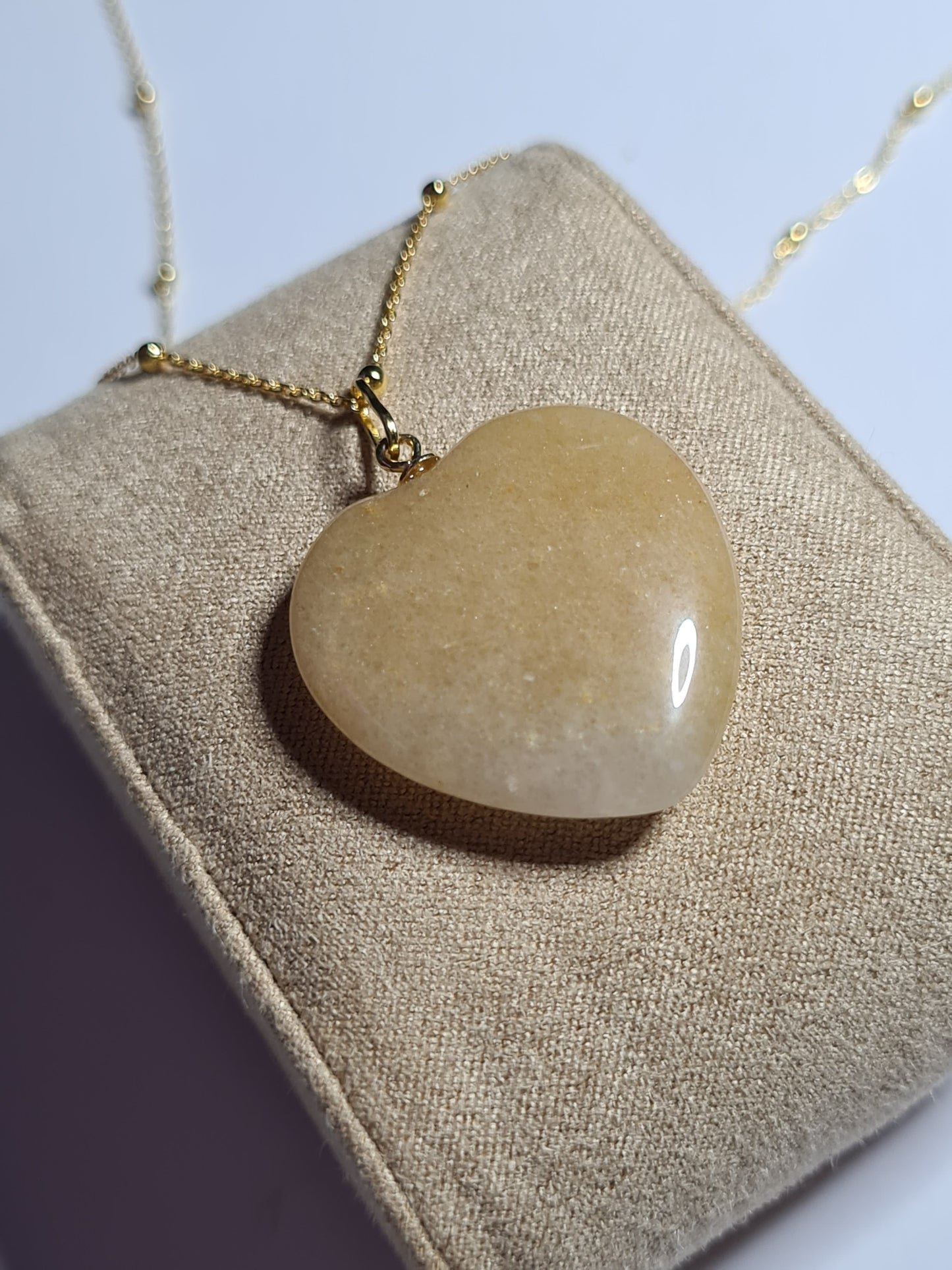 Yellow Quartzite Heart Necklace Gold Overlay Sterling Silver