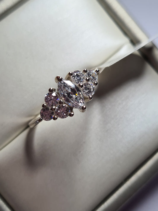 Marquise Swarovski Zirconia Ring sterling silver SIZE N