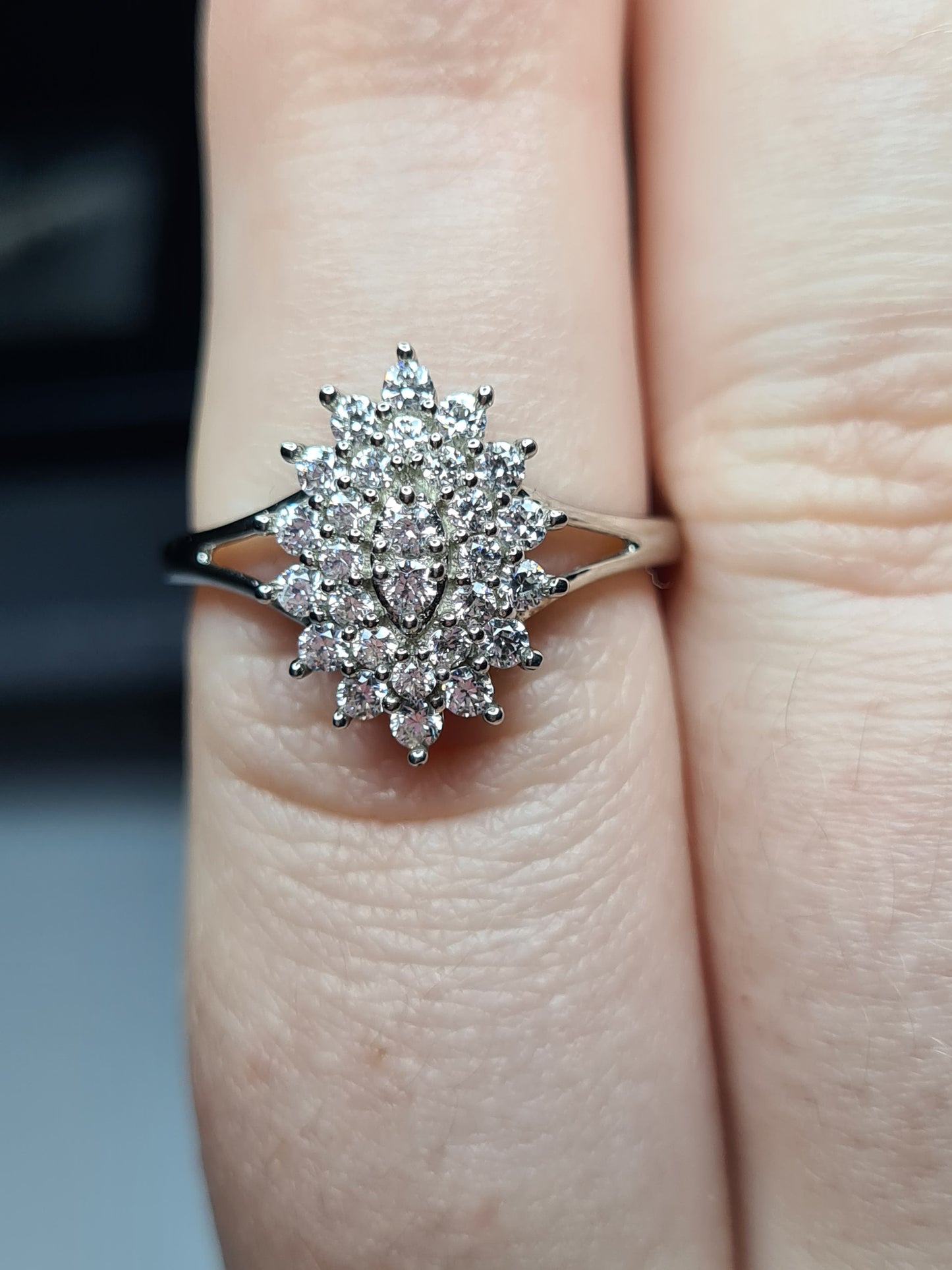 1.01 Ct Swarovski Zirconia Cluster Ring Sterling Silver SIZE N