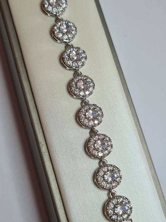 Swarovski Zirconia Halo Bracelet 925 Sterling Silver