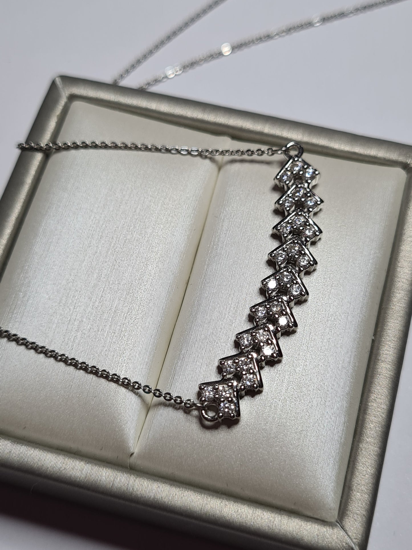 Swarovski Zirconia Cluster Necklace 925 Sterling Silver