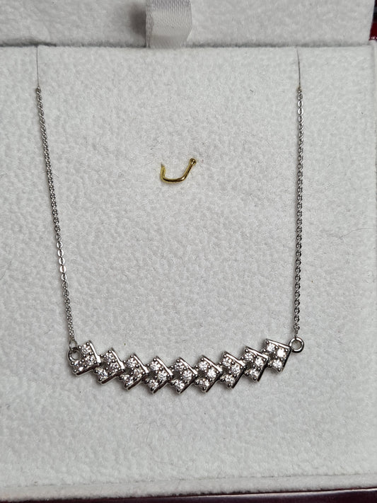 Swarovski Zirconia Cluster Necklace 925 Sterling Silver