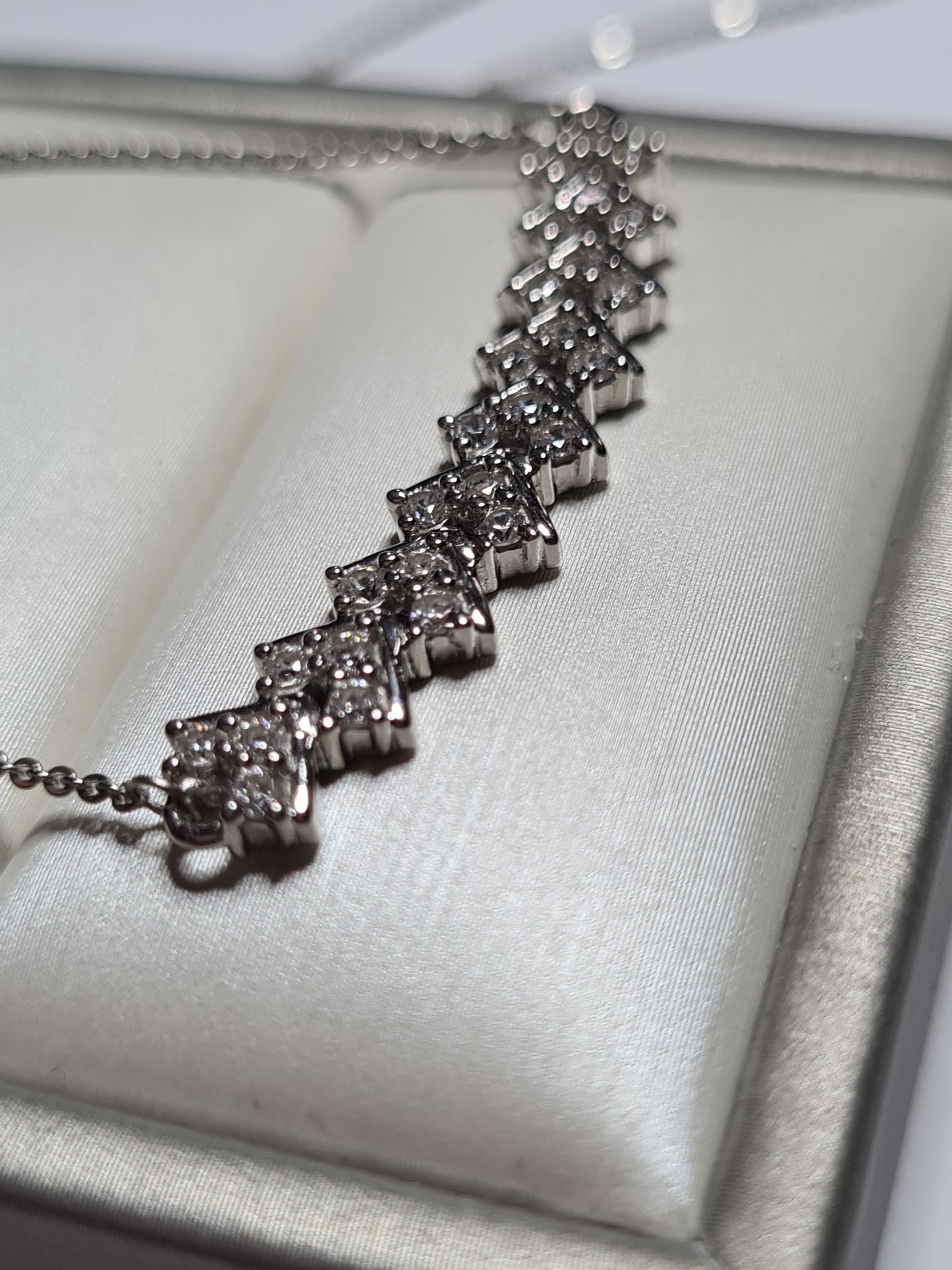 Swarovski Zirconia Cluster Necklace 925 Sterling Silver