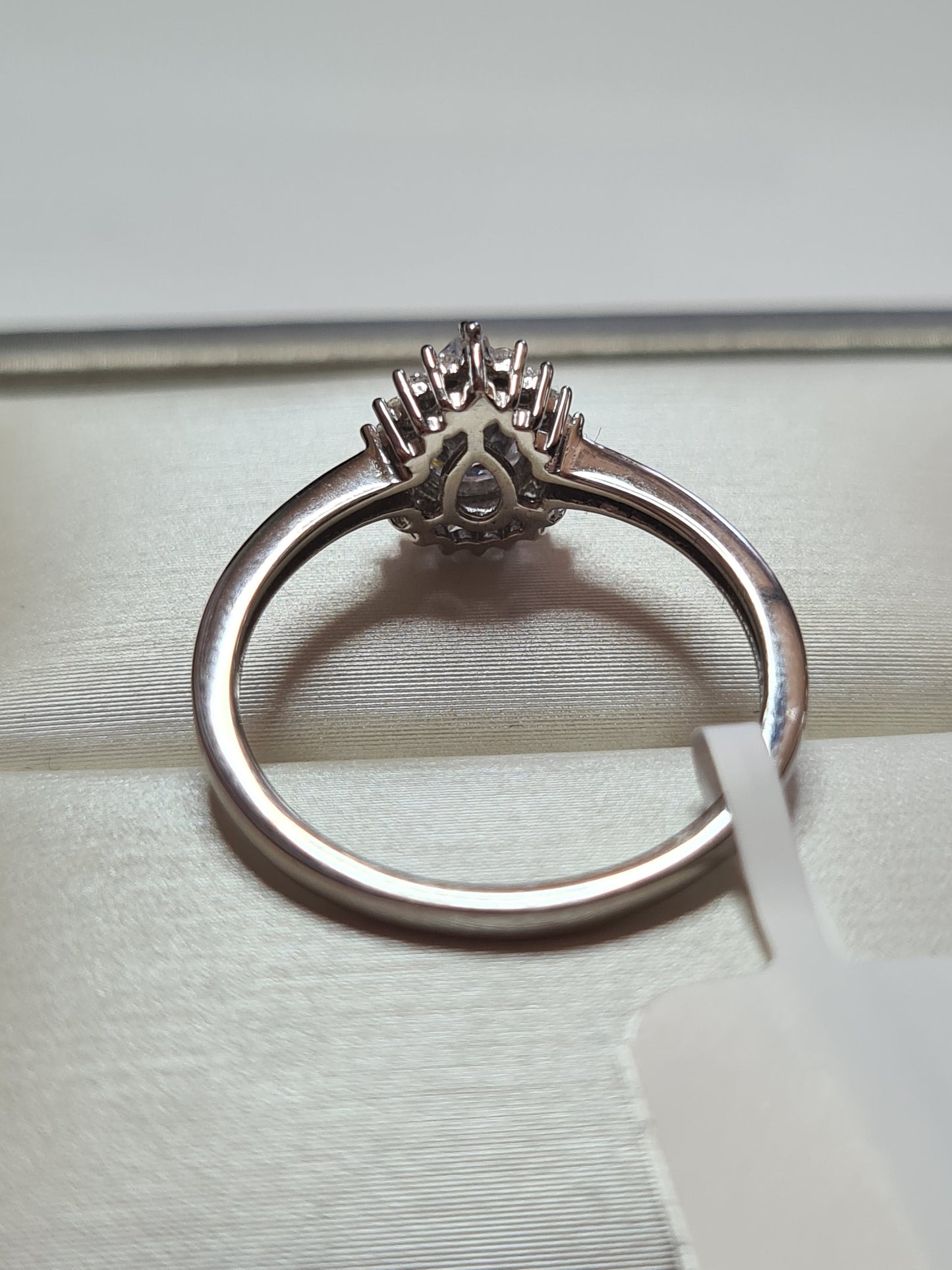 Pear Cut Halo Simulated Diamond Ring Sterling Silver SIZE N,Q