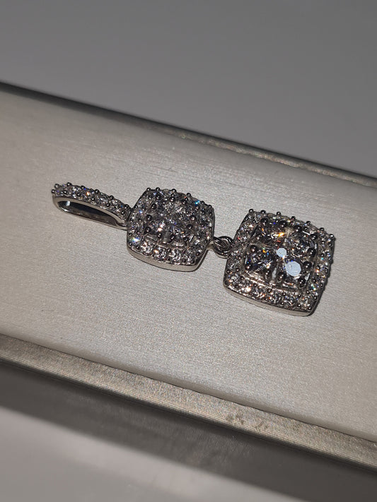 Swarovski Zirconia Double Square Droplet Pendant 925 Sterling Silver